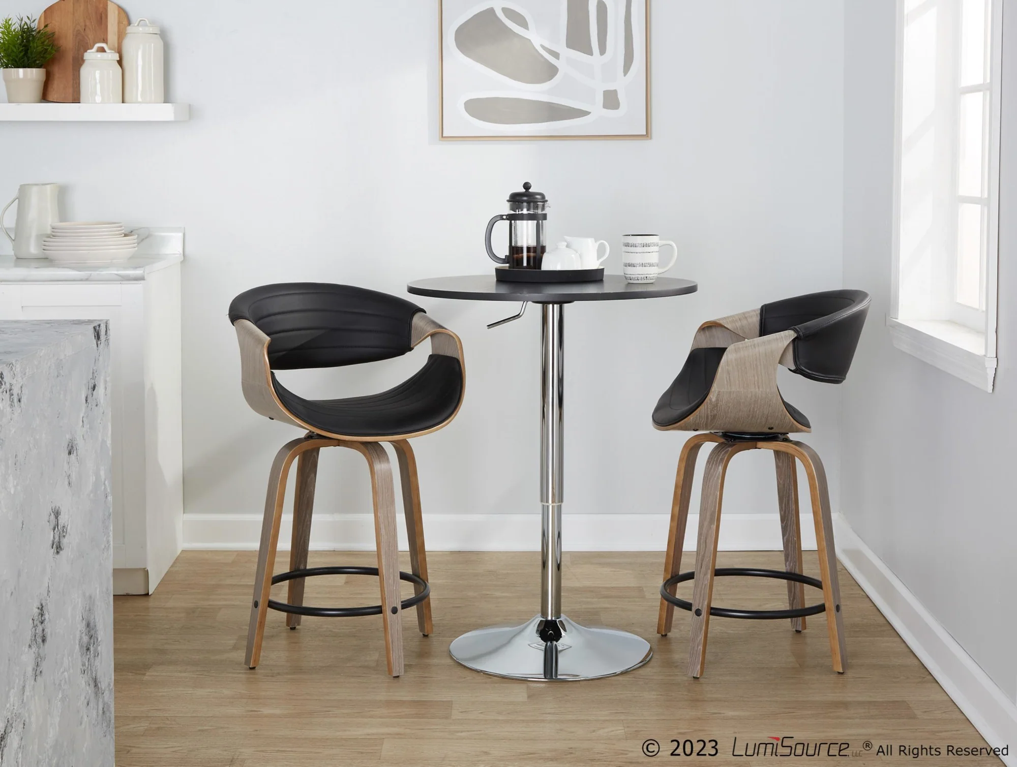 Symphony 24" Fixed-Height Counter Stool - Set of 2 By LumiSource - B24-SYMPPU-GRTZQ2 LGYLGYBK2 - Image 4