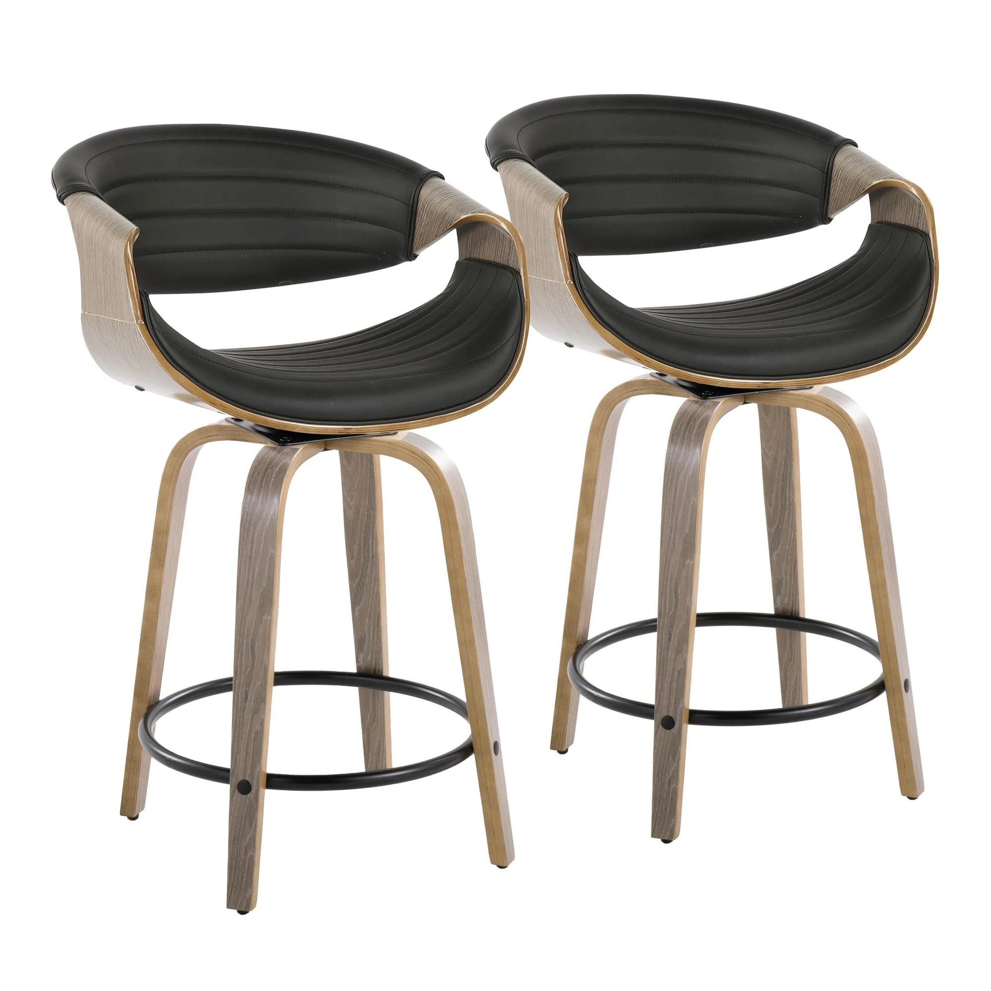 Symphony 24" Fixed-Height Counter Stool - Set of 2 By LumiSource - B24-SYMPPU-GRTZQ2 LGYLGYBK2 - Image 5