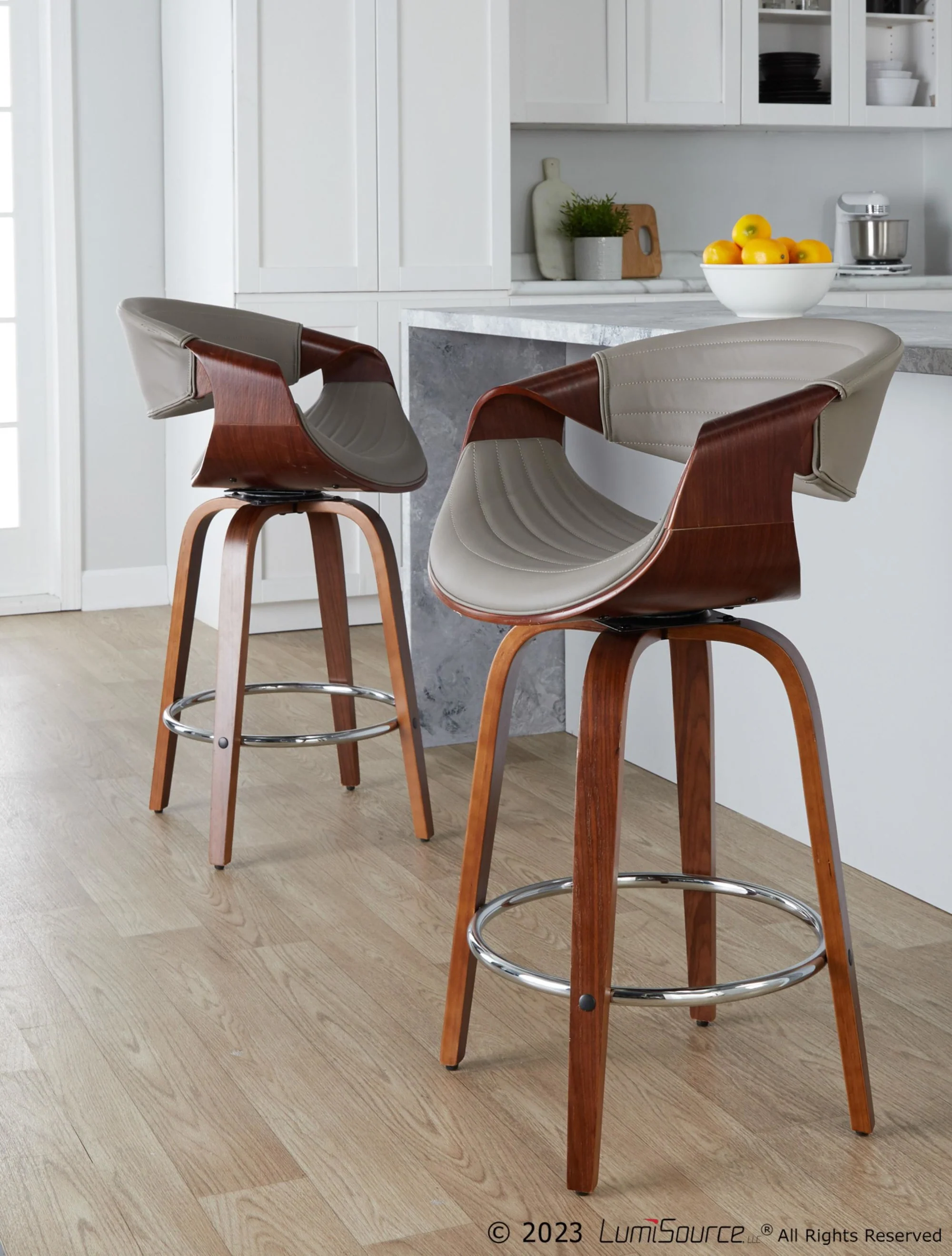 Symphony 26" Fixed-Height Counter Stool - Set of 2 By LumiSource - B26-SYMPPU-GRTZR2 WLWLGY2 - Image 2