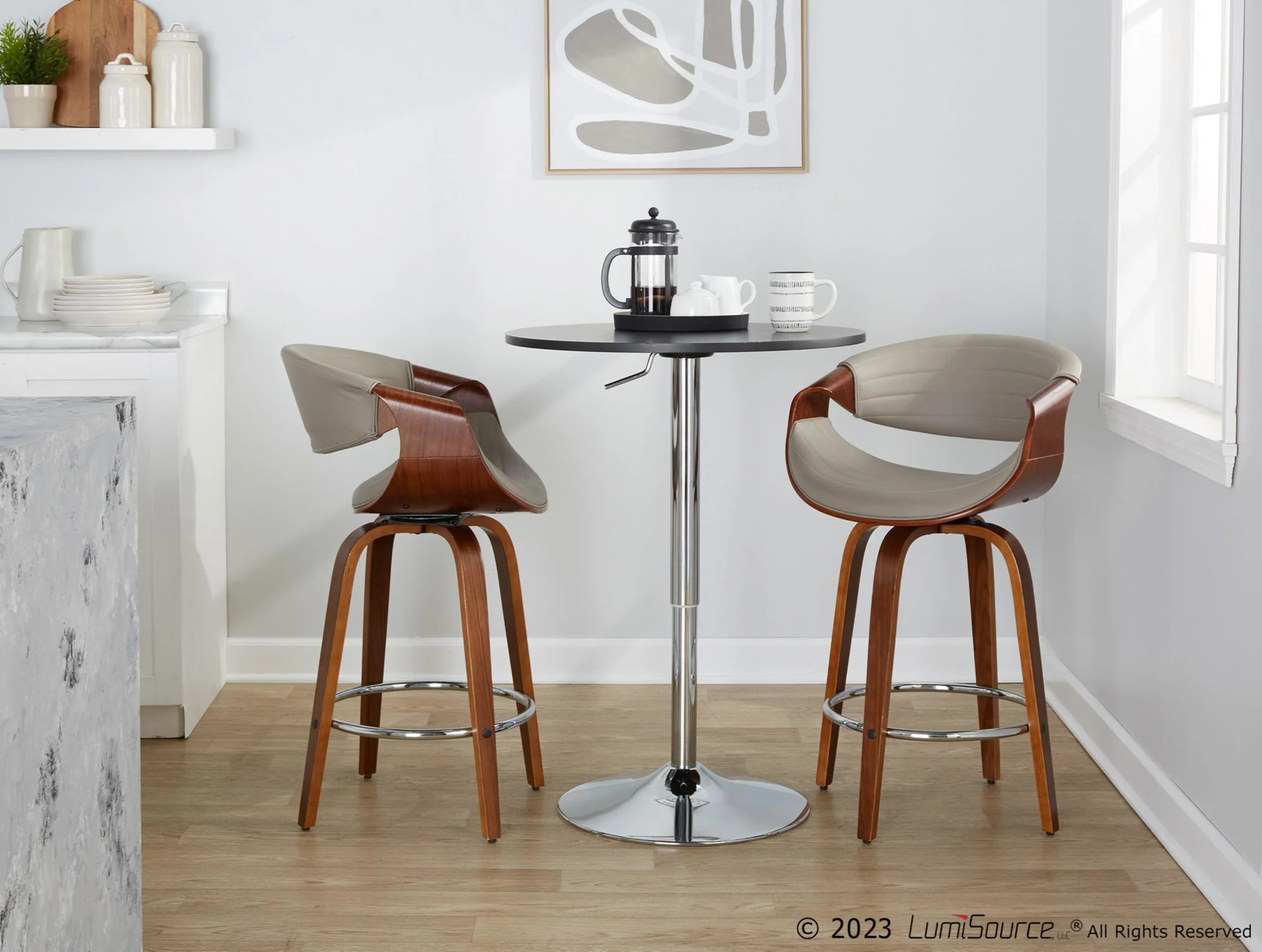 Symphony 26" Fixed-Height Counter Stool - Set of 2 By LumiSource - B26-SYMPPU-GRTZR2 WLWLGY2 - Image 3