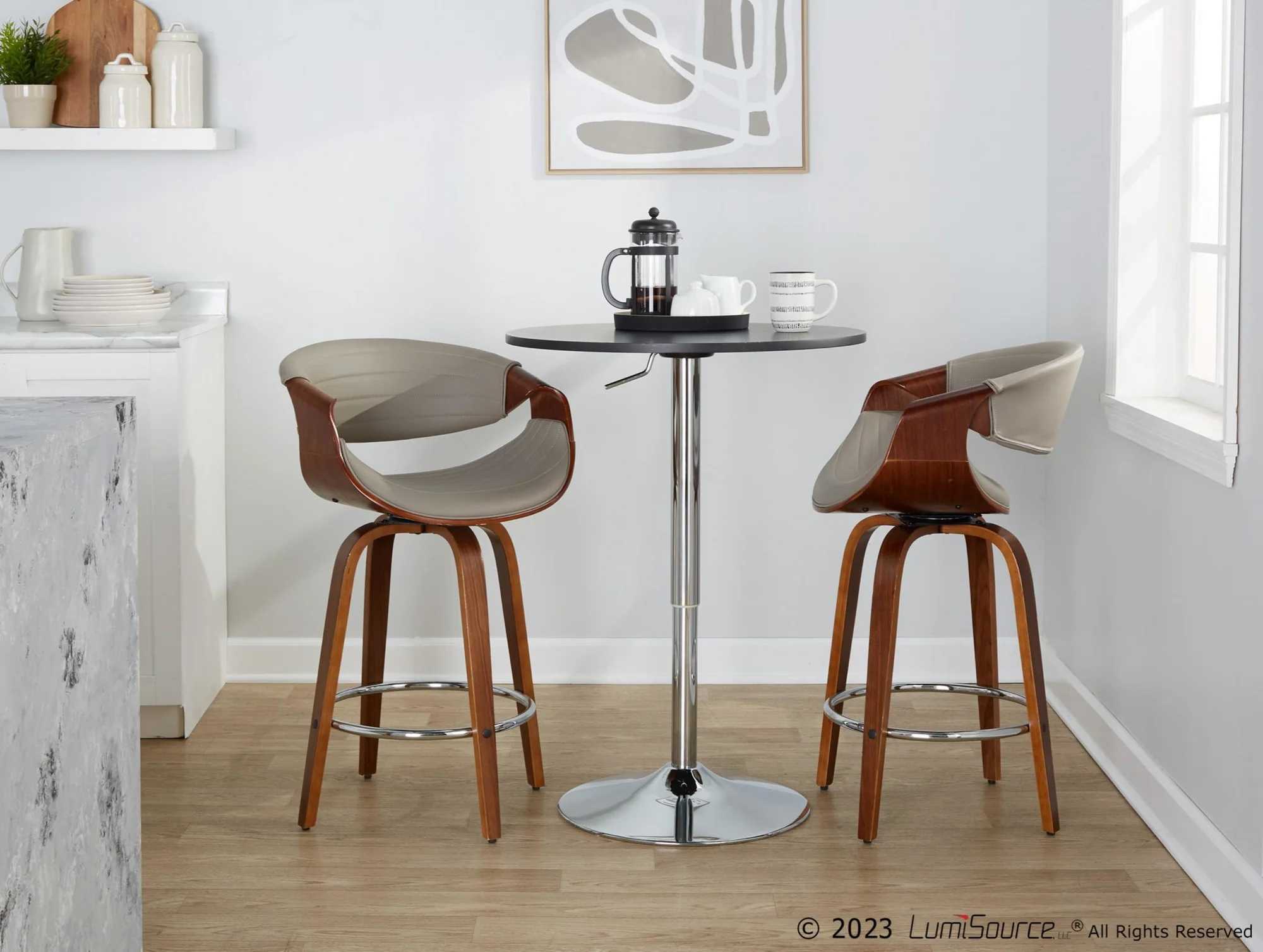 Symphony 26" Fixed-Height Counter Stool - Set of 2 By LumiSource - B26-SYMPPU-GRTZR2 WLWLGY2 - Image 4
