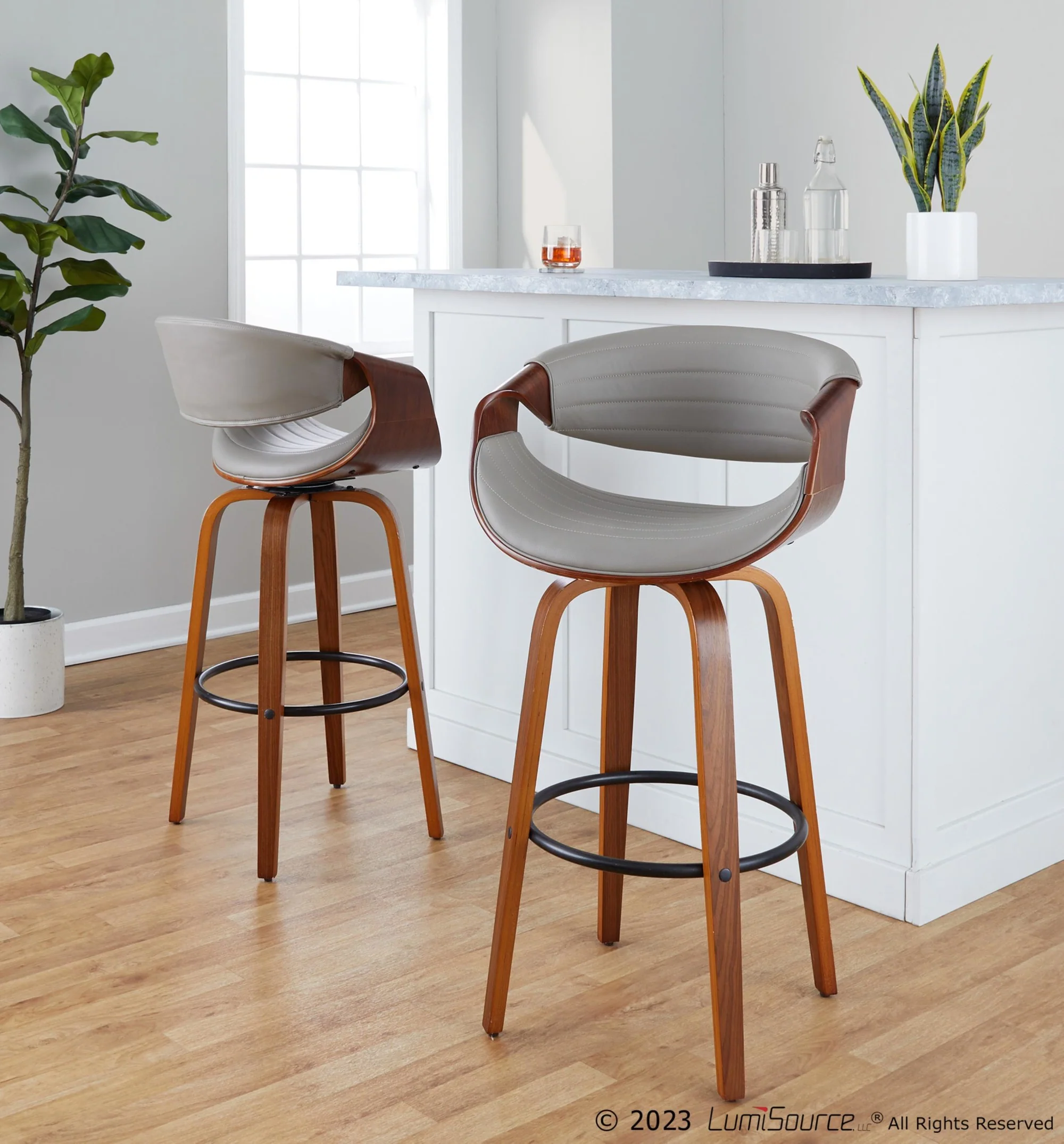 Symphony 30" Fixed-Height Barstool - Set of 2 By LumiSource - B30-SYMPPU-GRTZQ2 LGYLGYBK2 - Image 11