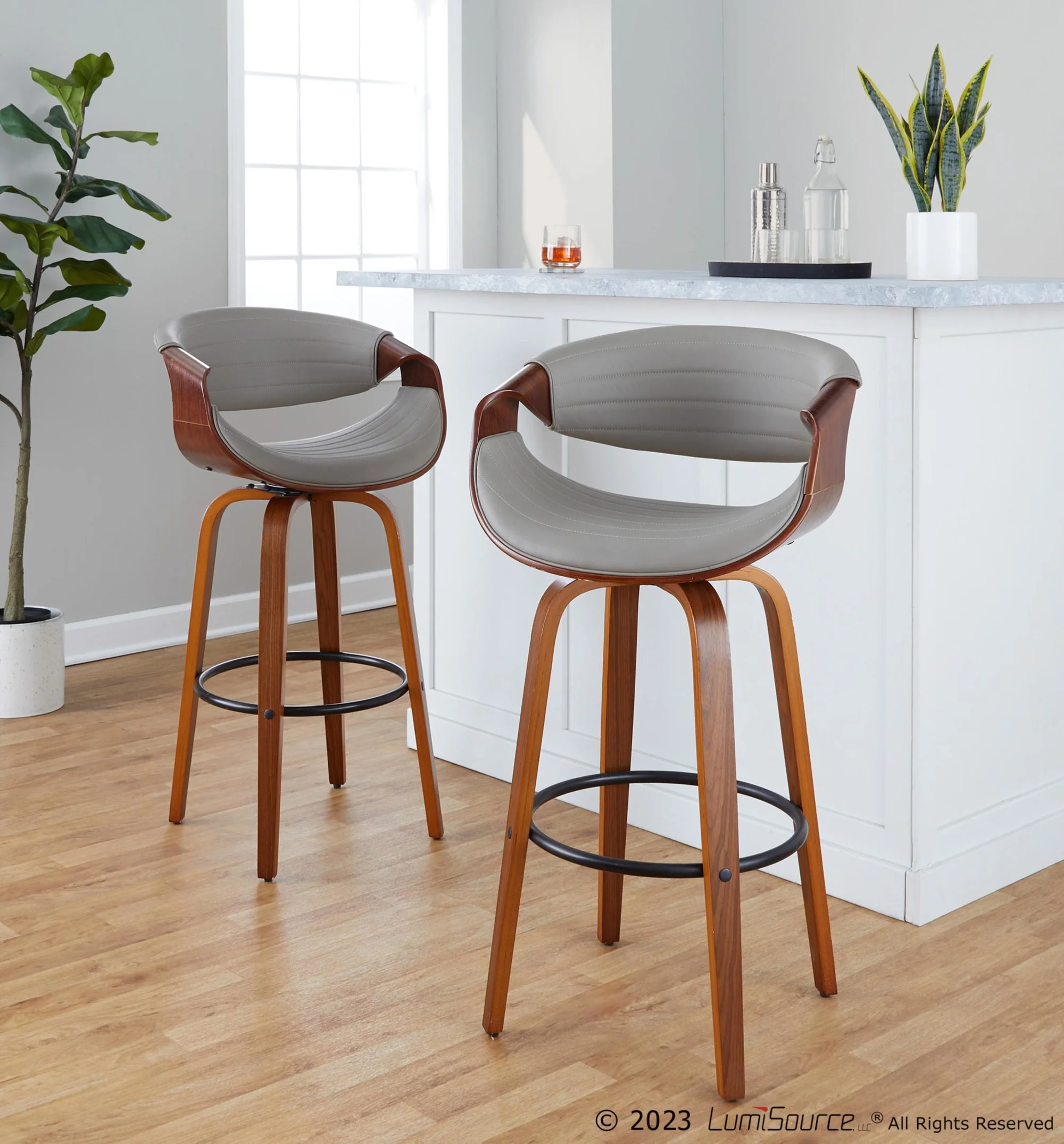 Symphony 30" Fixed-Height Barstool - Set of 2 By LumiSource - B30-SYMPPU-GRTZQ2 LGYLGYBK2 - Image 12