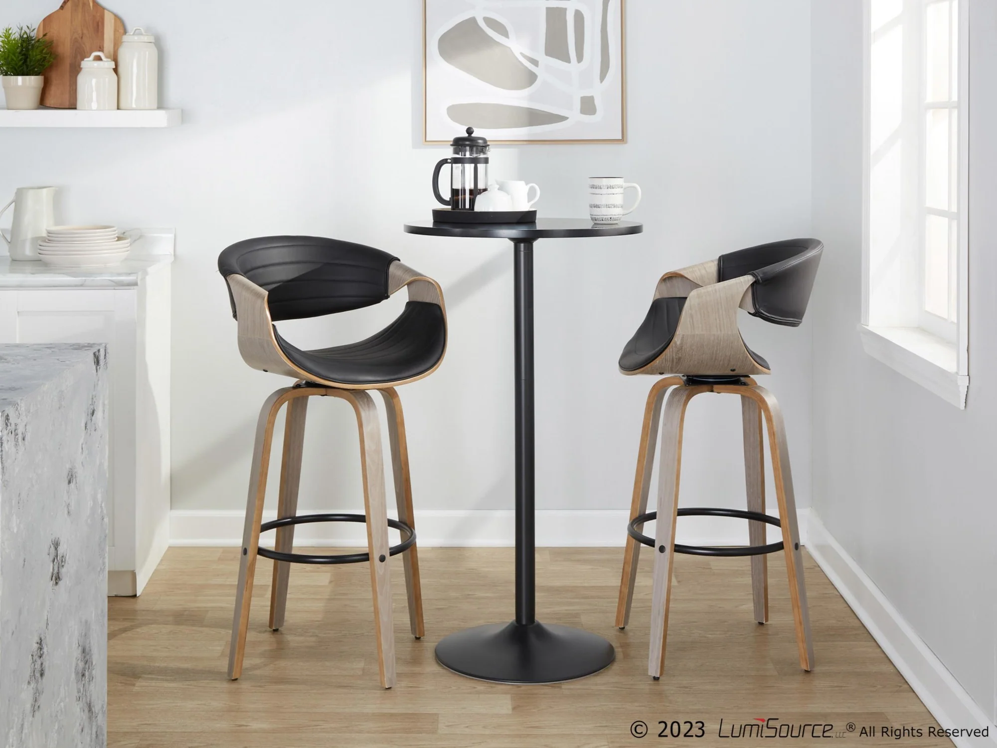 Symphony 30" Fixed-Height Barstool - Set of 2 By LumiSource - B30-SYMPPU-GRTZQ2 LGYLGYBK2 - Image 3