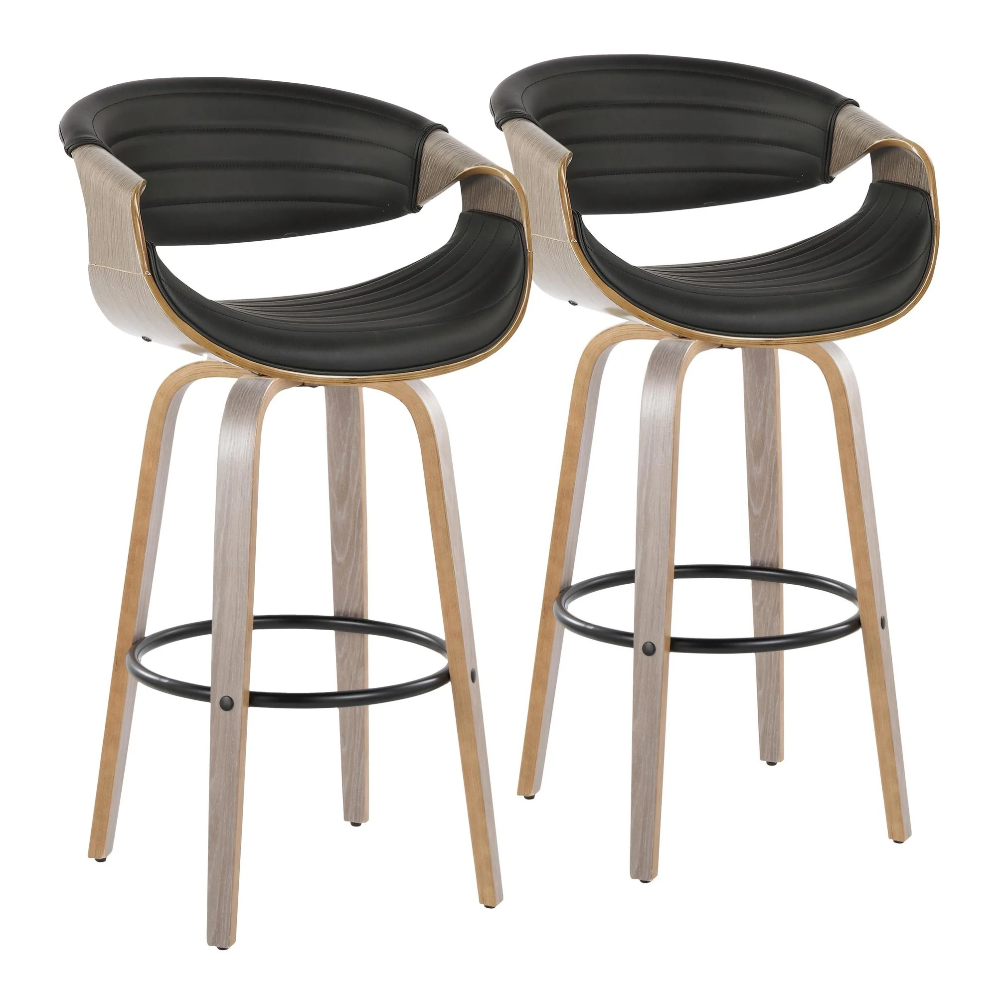 Symphony 30" Fixed-Height Barstool - Set of 2 By LumiSource - B30-SYMPPU-GRTZQ2 LGYLGYBK2 - Image 4