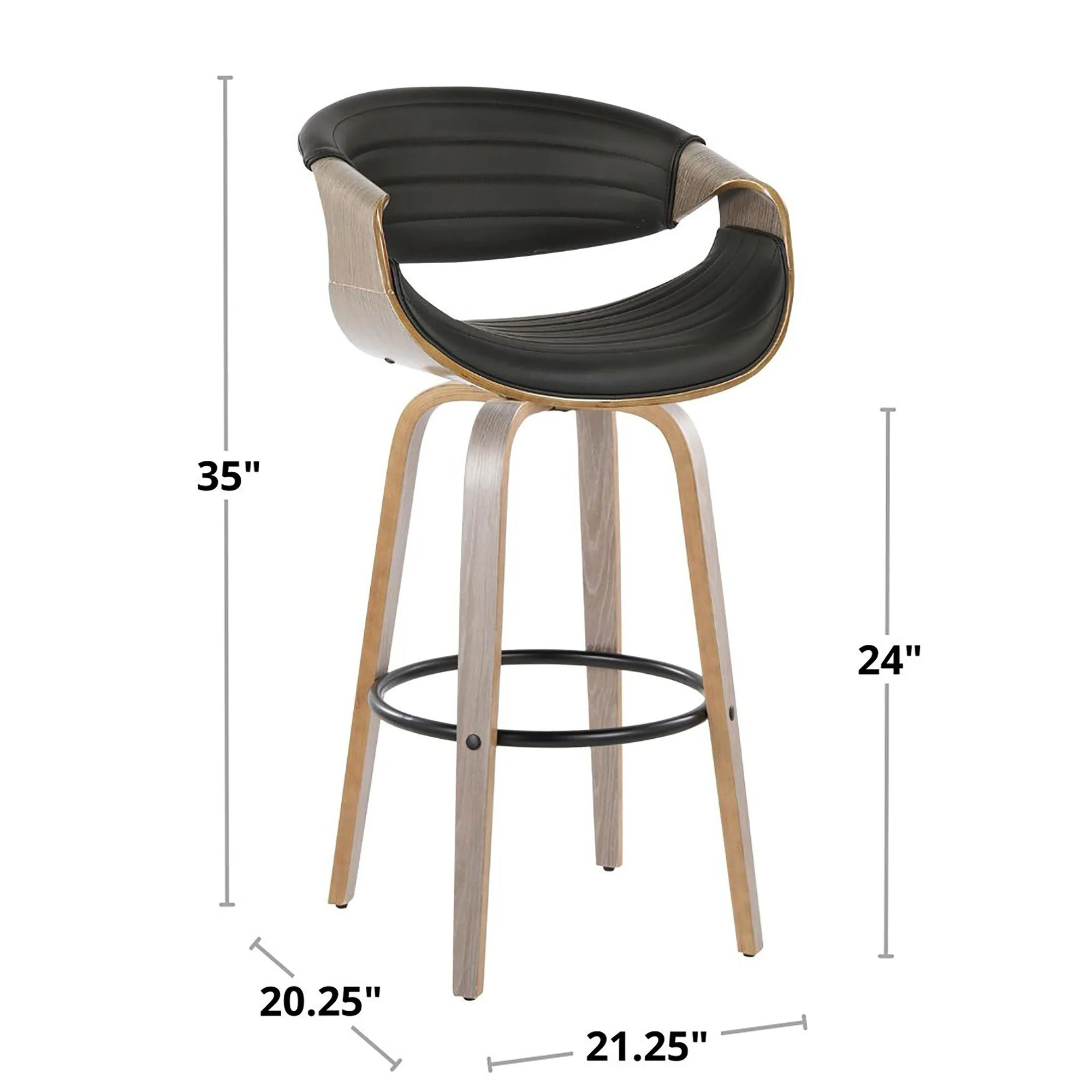 Symphony 30" Fixed-Height Barstool - Set of 2 By LumiSource - B30-SYMPPU-GRTZQ2 LGYLGYBK2 - Image 9