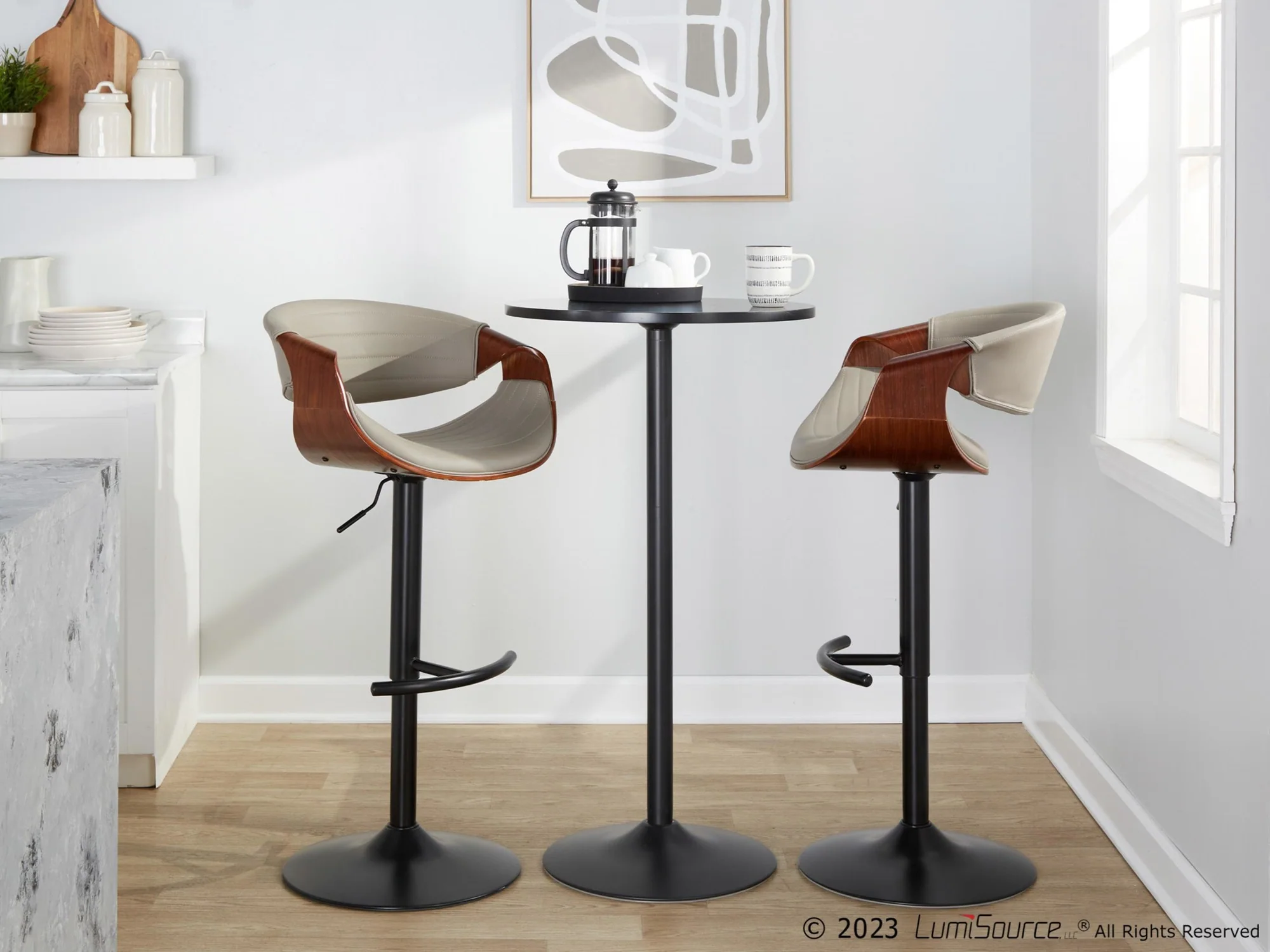 Symphony Adjustable Barstool - Set of 2 By LumiSource - BS-SYMPPU-RT2 BKLGYBK2 - Image 10