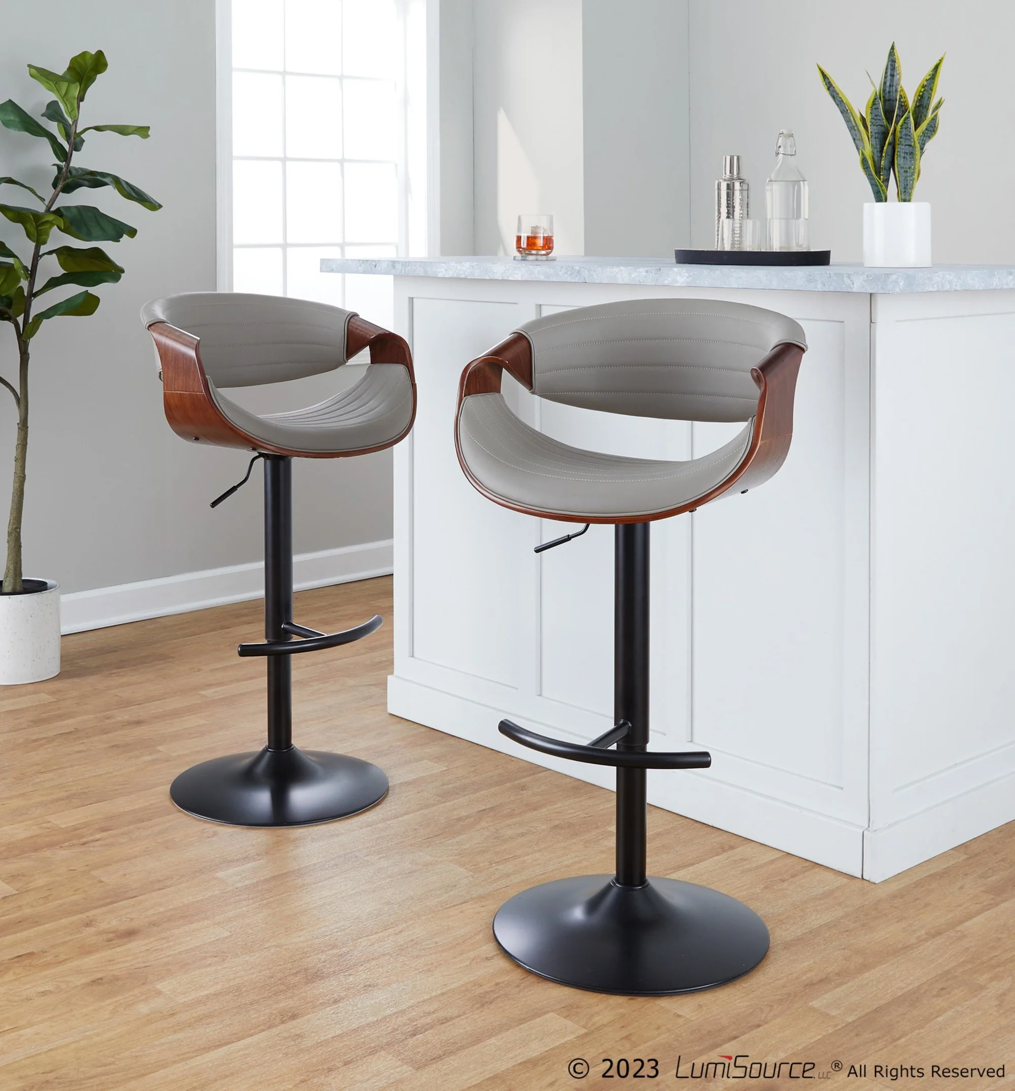 Symphony Adjustable Barstool - Set of 2 By LumiSource - BS-SYMPPU-RT2 BKLGYBK2 - Image 11