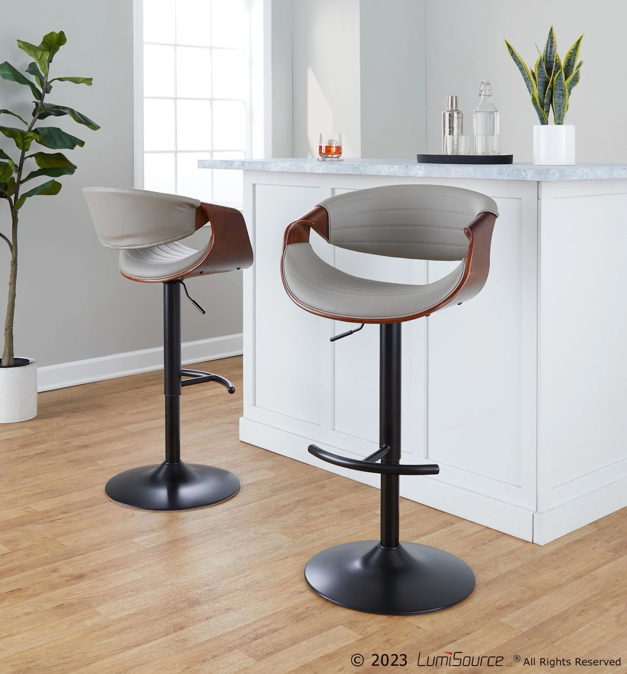Symphony Adjustable Barstool - Set of 2 By LumiSource - BS-SYMPPU-RT2 BKLGYBK2 - Image 12