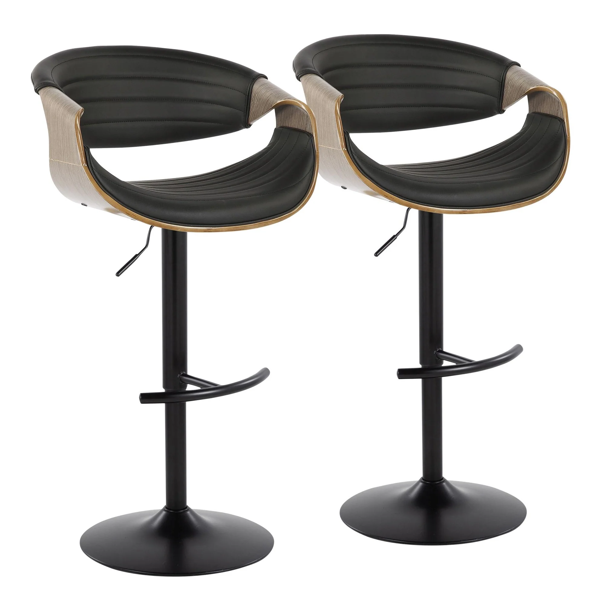 Symphony Adjustable Barstool - Set of 2 By LumiSource - BS-SYMPPU-RT2 BKLGYBK2 - Image 4