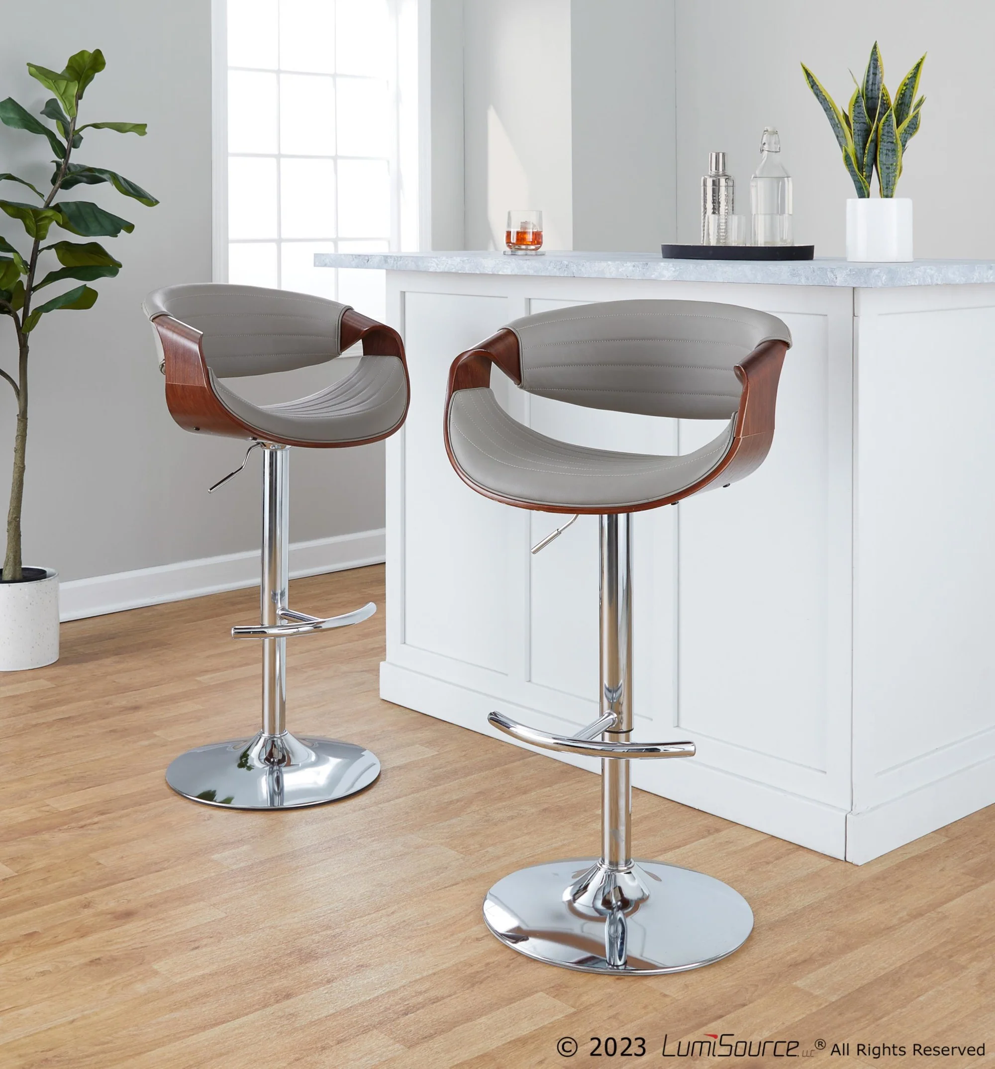Symphony Adjustable Barstool - Set of 2 By LumiSource - BS-SYMPPU-RT2 CHRLGYBK2 - Image 10
