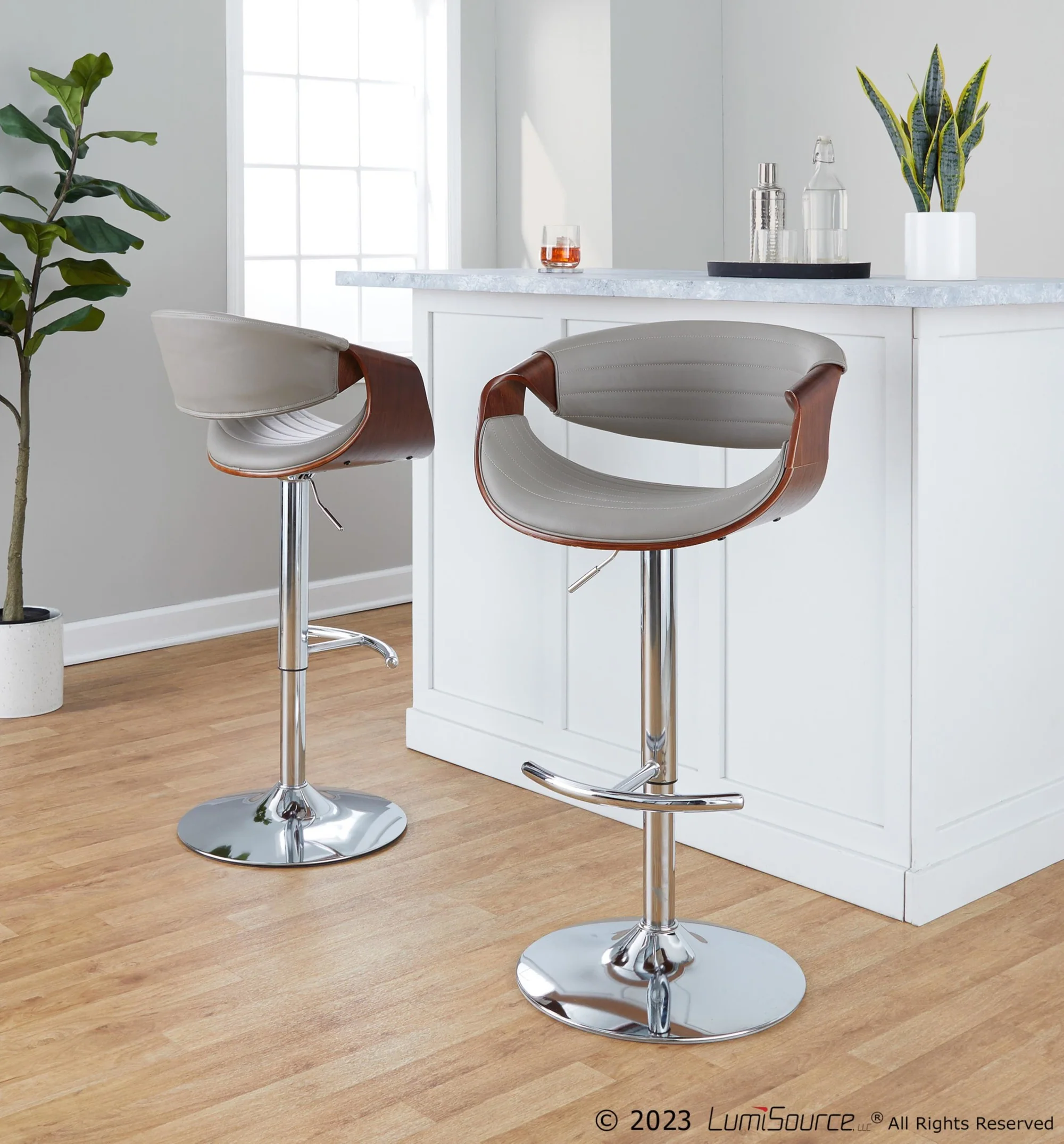 Symphony Adjustable Barstool - Set of 2 By LumiSource - BS-SYMPPU-RT2 CHRLGYBK2 - Image 11
