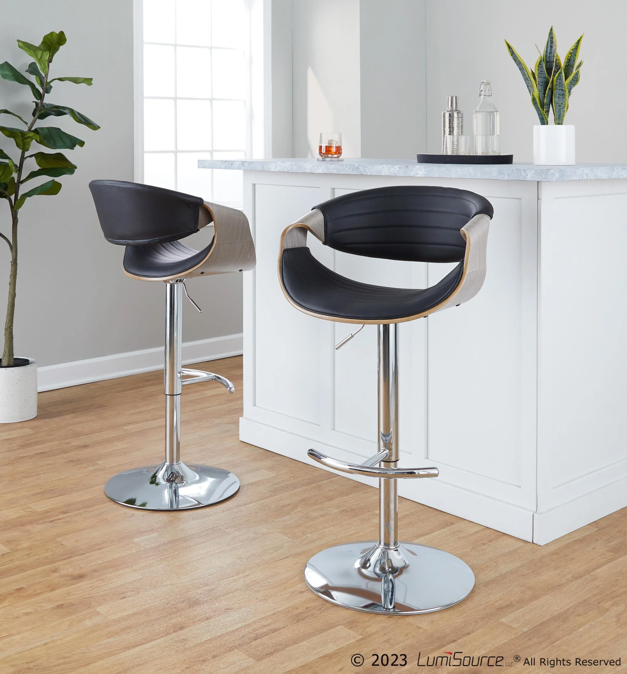 Symphony Adjustable Barstool - Set of 2 By LumiSource - BS-SYMPPU-RT2 CHRLGYBK2 - Image 3