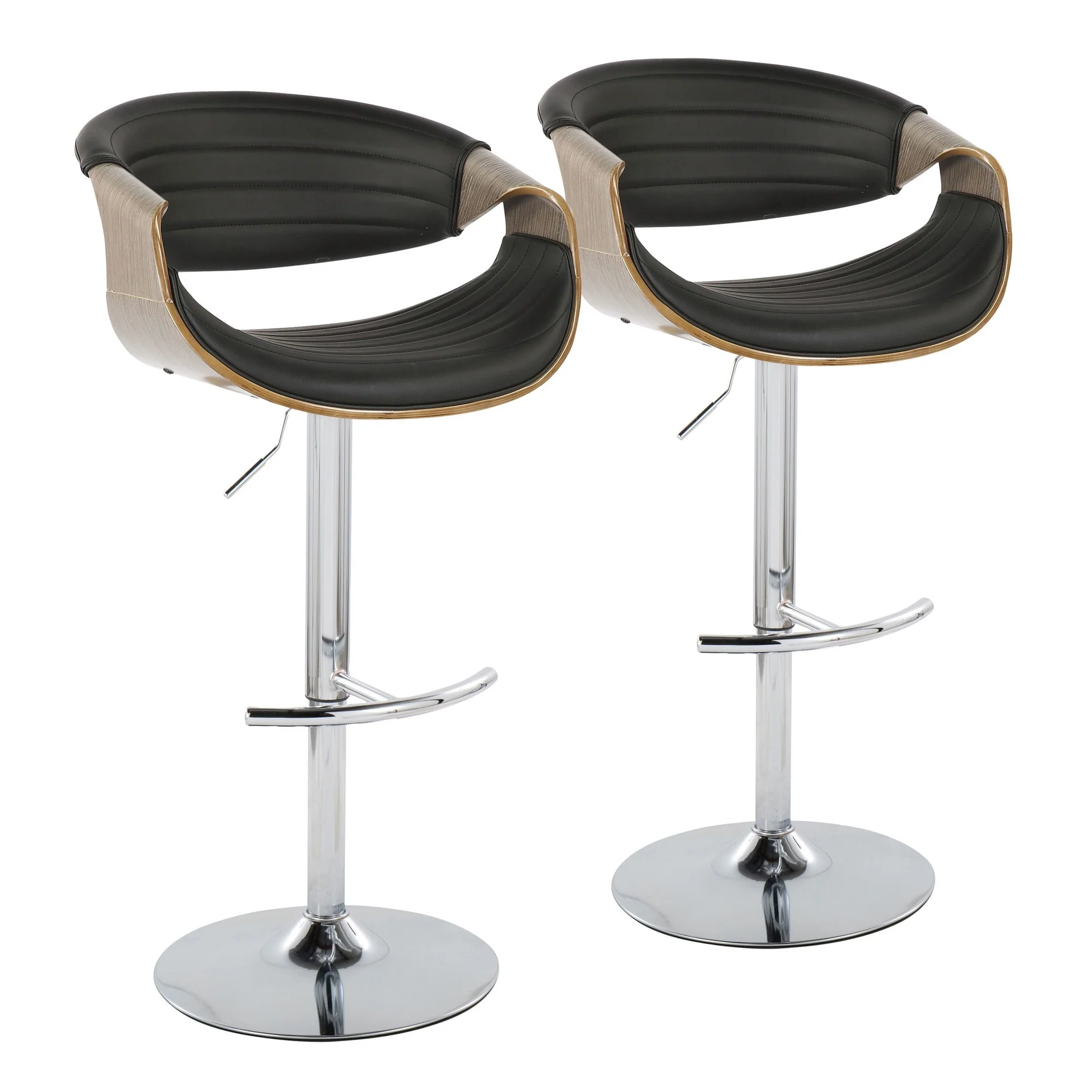 Symphony Adjustable Barstool - Set of 2 By LumiSource - BS-SYMPPU-RT2 CHRLGYBK2 - Image 4