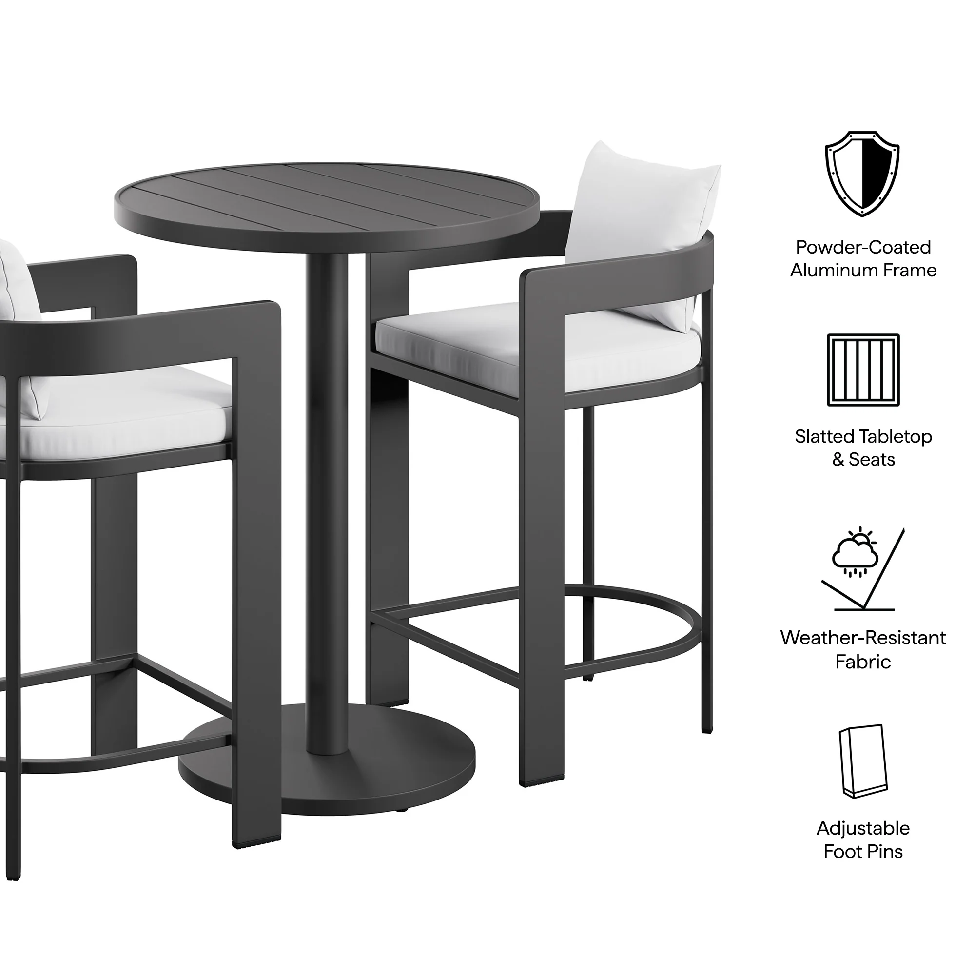 Tahoe 3-Piece Outdoor Patio Aluminum Bar Set by Modway - Image 19