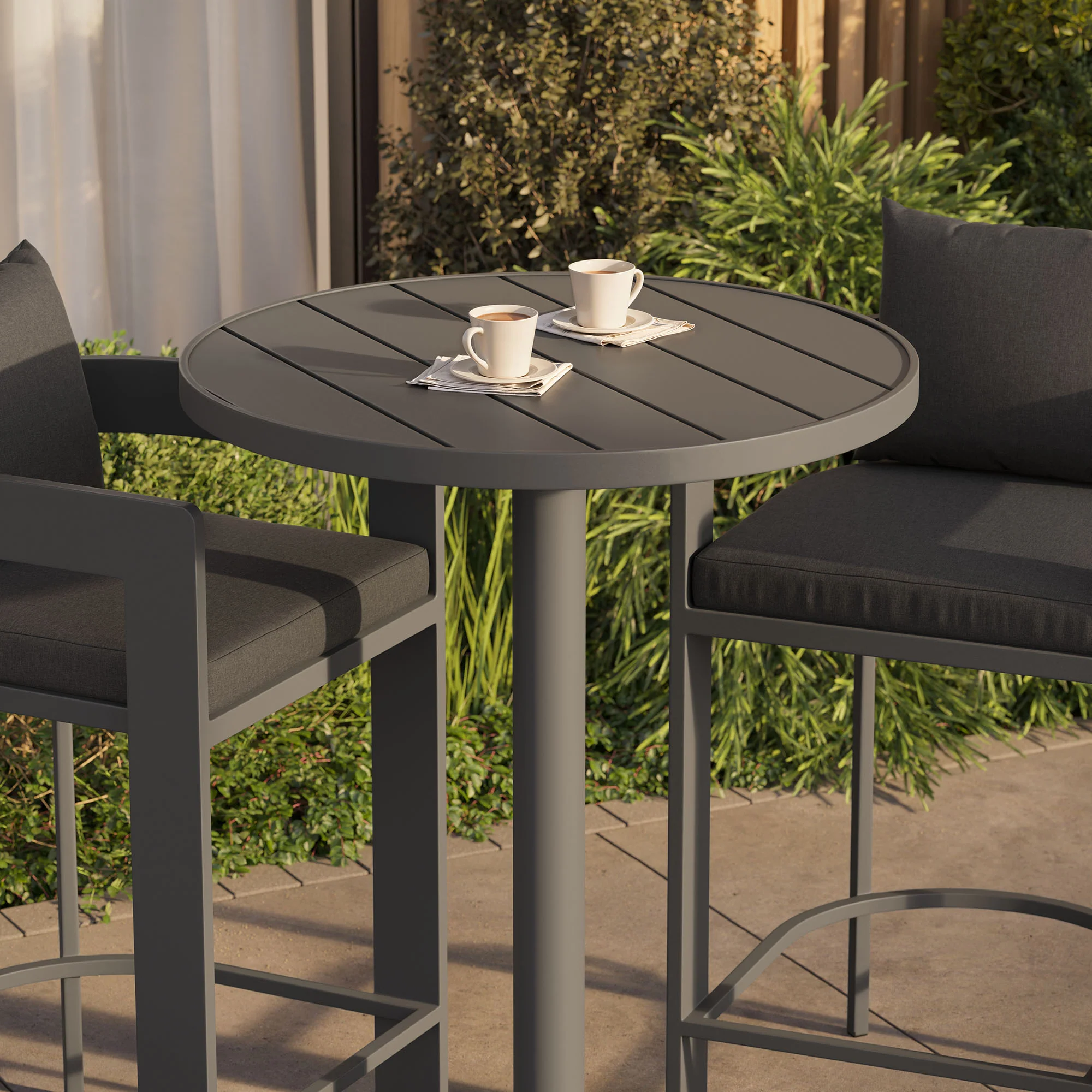 Tahoe 3-Piece Outdoor Patio Aluminum Bar Set by Modway - Image 3