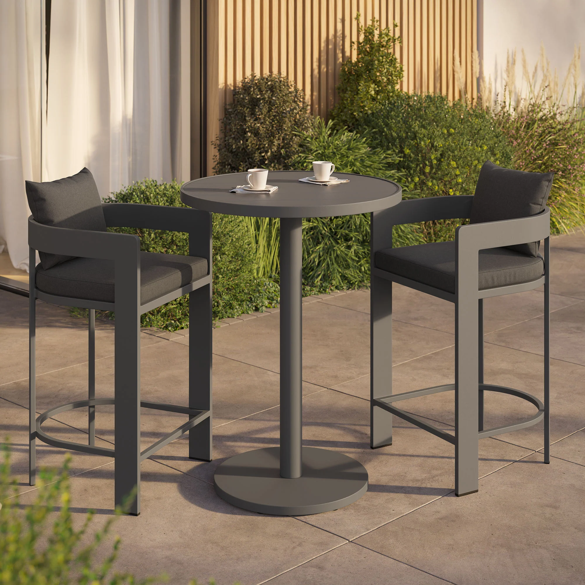 Tahoe 3-Piece Outdoor Patio Aluminum Bar Set by Modway - Image 4