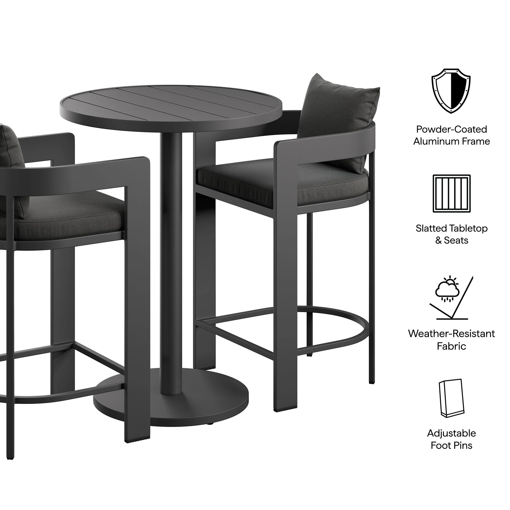 Tahoe 3-Piece Outdoor Patio Aluminum Bar Set by Modway - Image 5