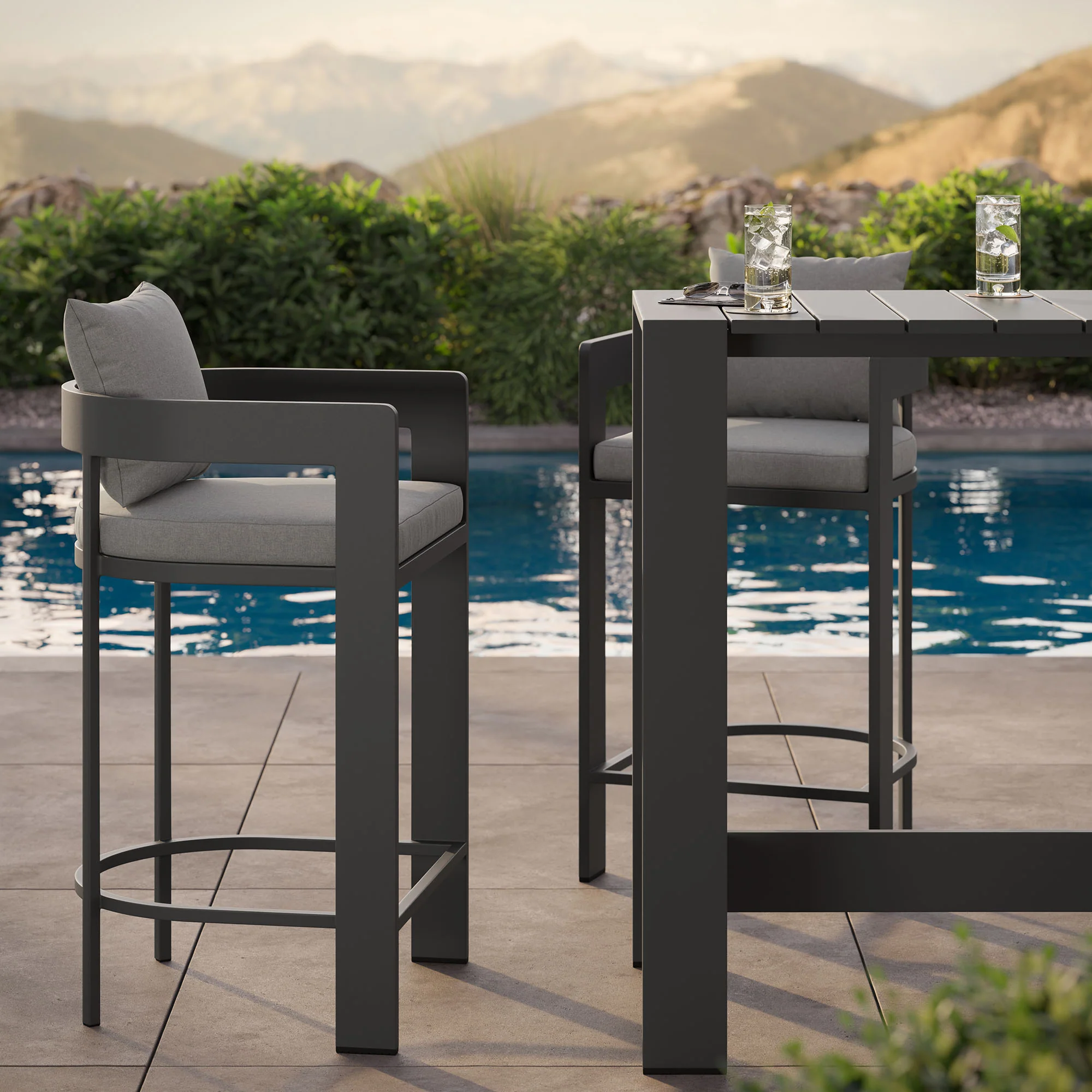 Tahoe 3-Piece Outdoor Patio Aluminum Bar Table Set by Modway - Image 10