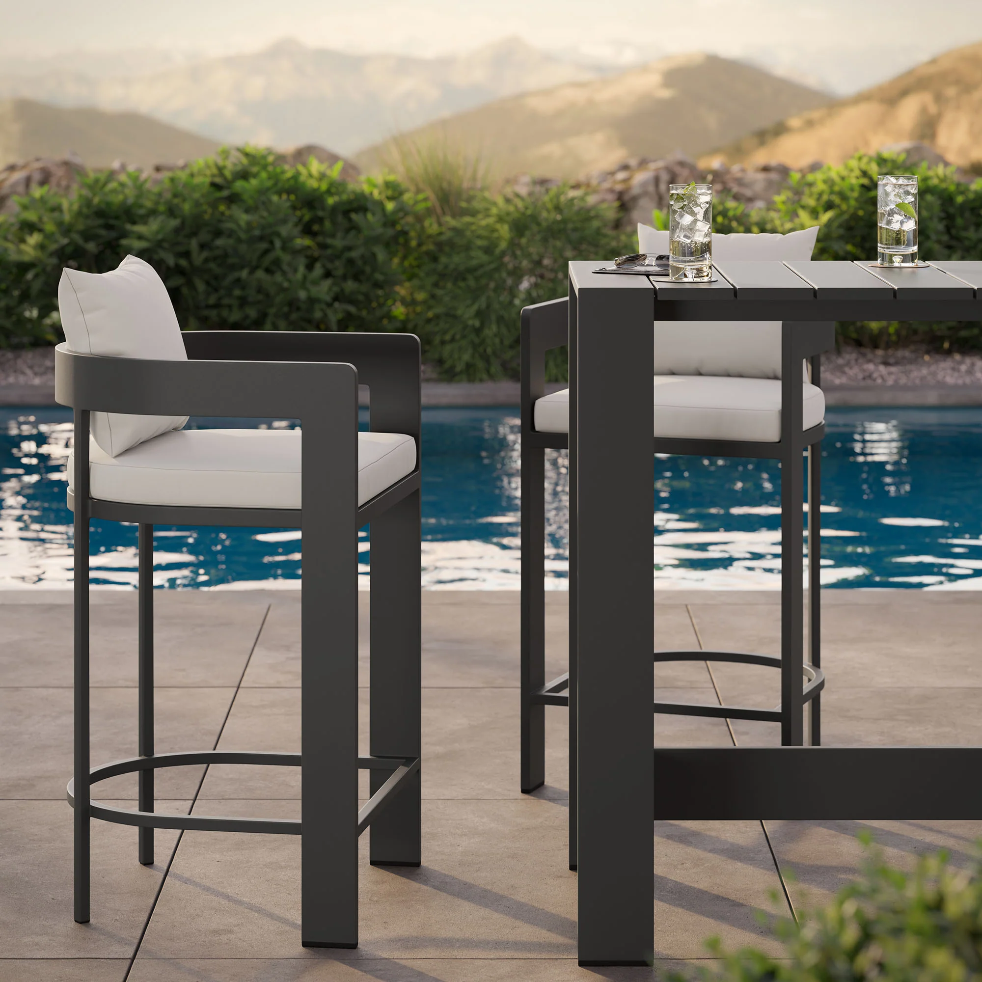 Tahoe 3-Piece Outdoor Patio Aluminum Bar Table Set by Modway - Image 17