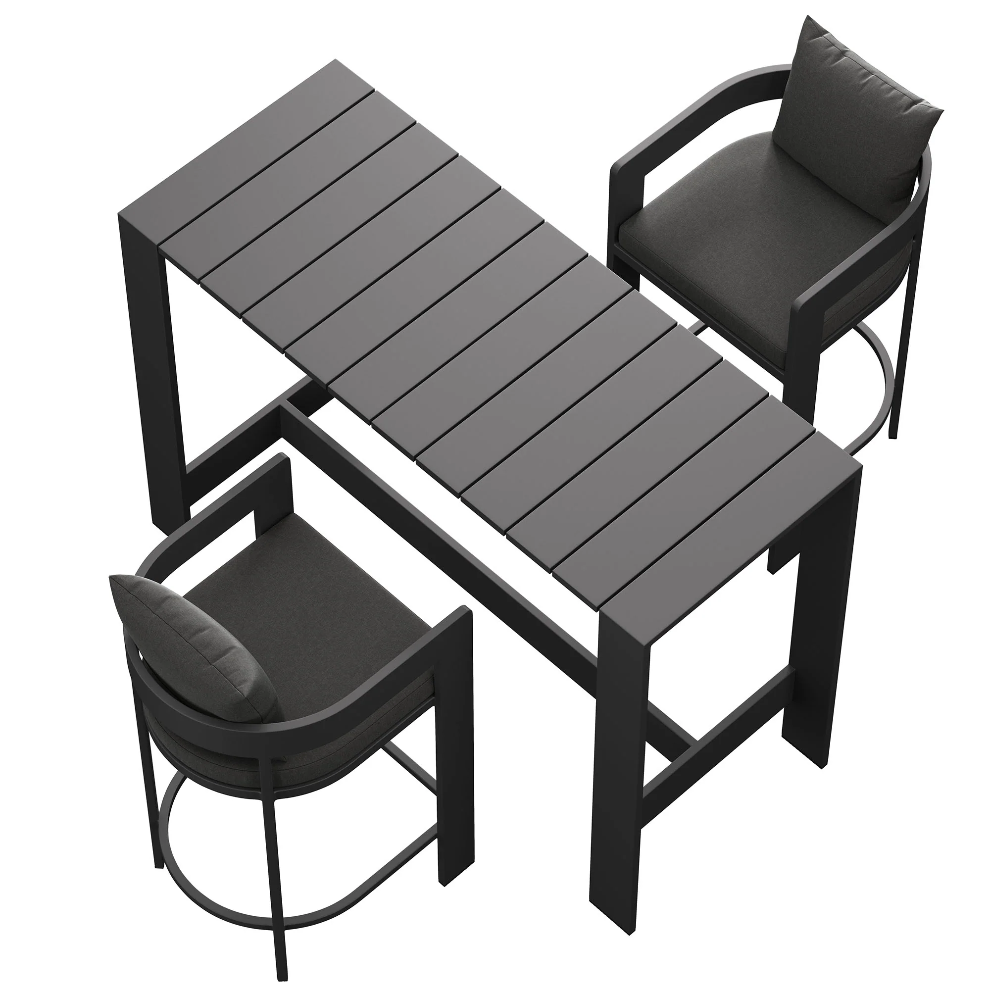Tahoe 3-Piece Outdoor Patio Aluminum Bar Table Set by Modway - Image 2