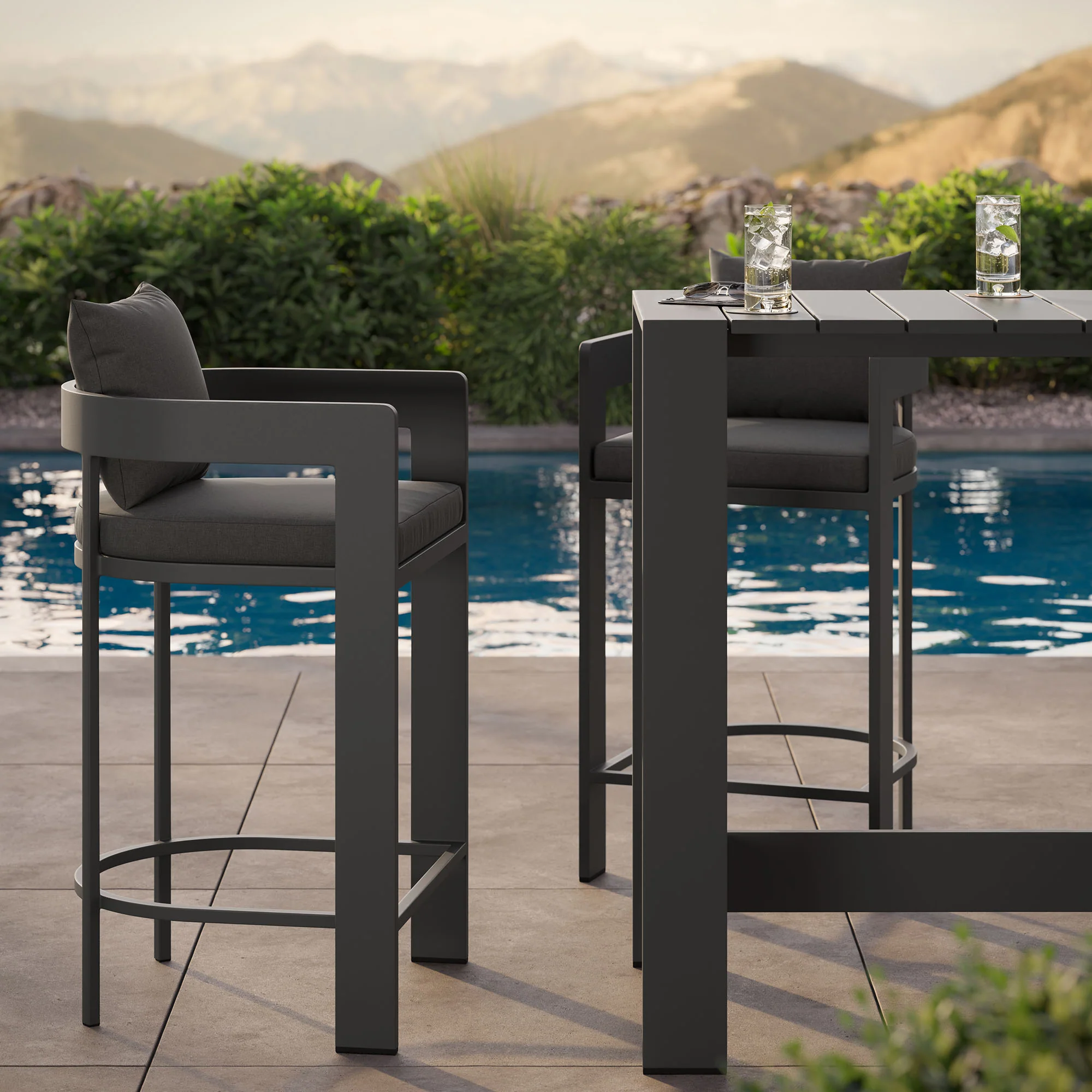 Tahoe 3-Piece Outdoor Patio Aluminum Bar Table Set by Modway - Image 3