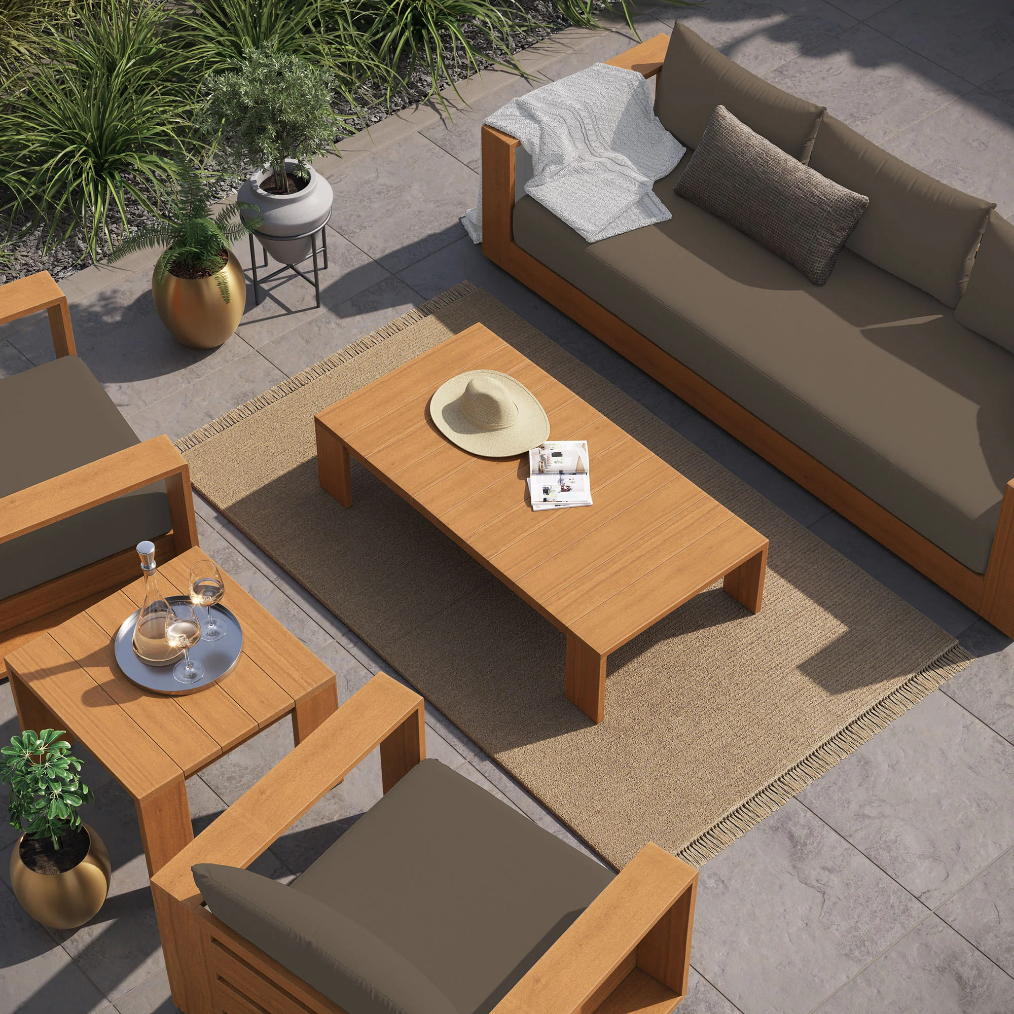 Tahoe 5-Piece Outdoor Patio Acacia Wood Furniture Set by Modway - Image 5