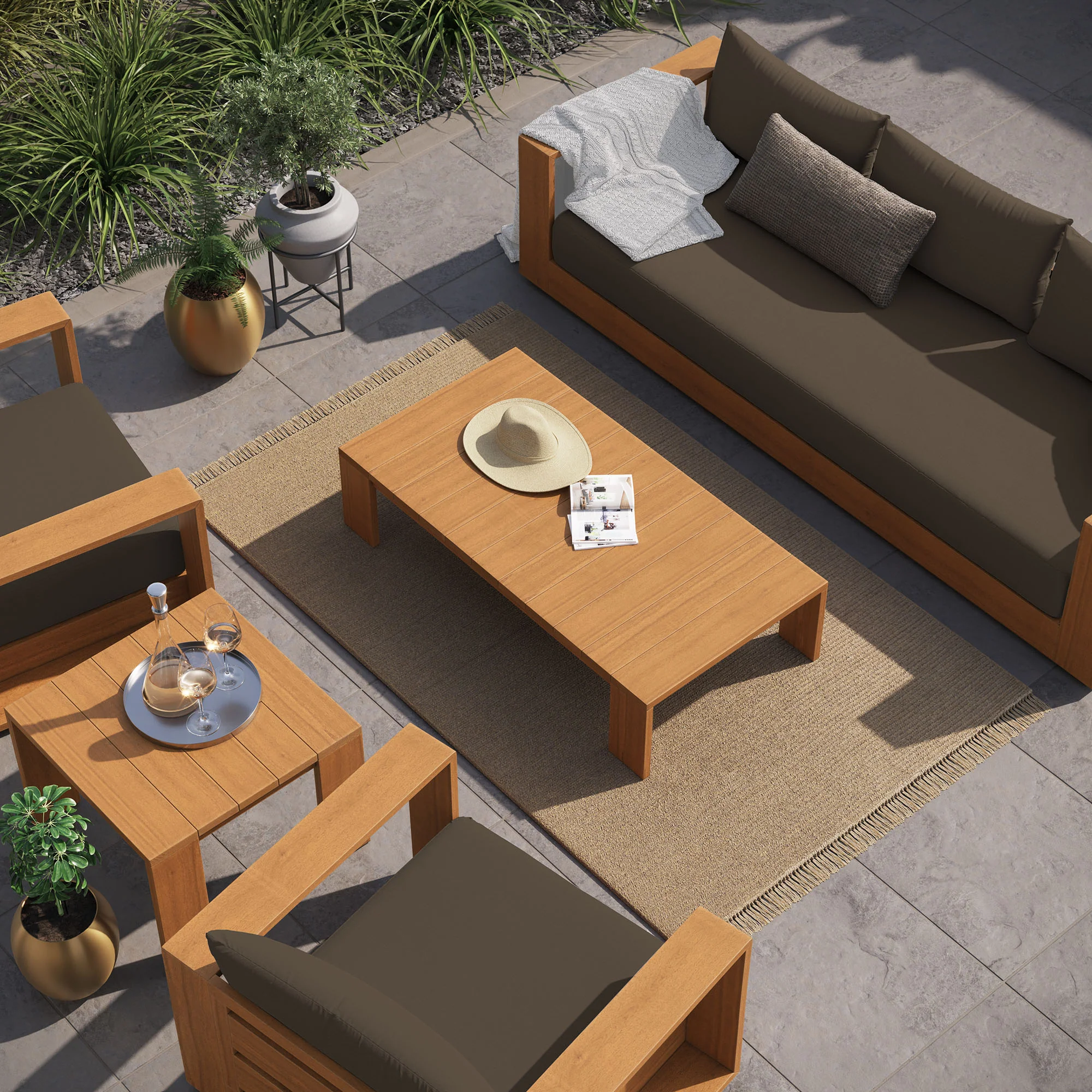 Tahoe 5-Piece Outdoor Patio Acacia Wood Furniture Set by Modway - Image 6