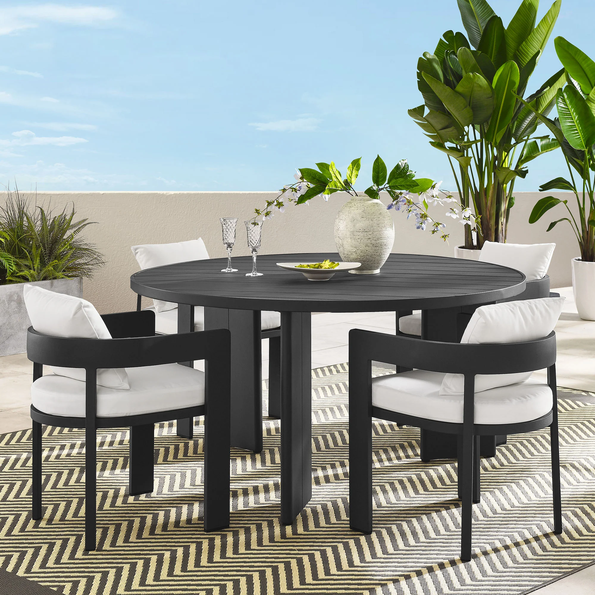 Tahoe 5-Piece Outdoor Patio Aluminum Dining Set by Modway - Image 15