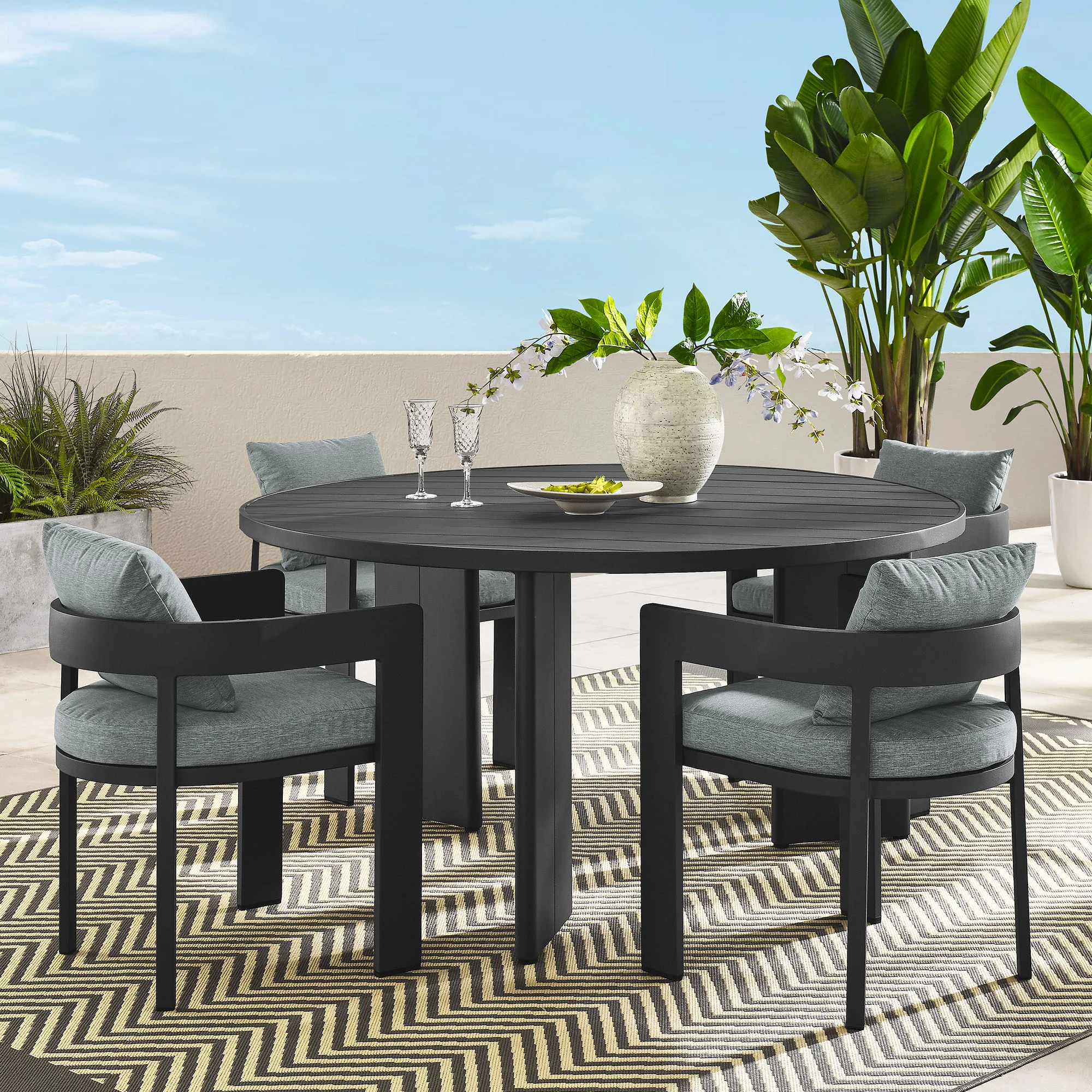 Tahoe 5-Piece Outdoor Patio Aluminum Dining Set by Modway - Image 9