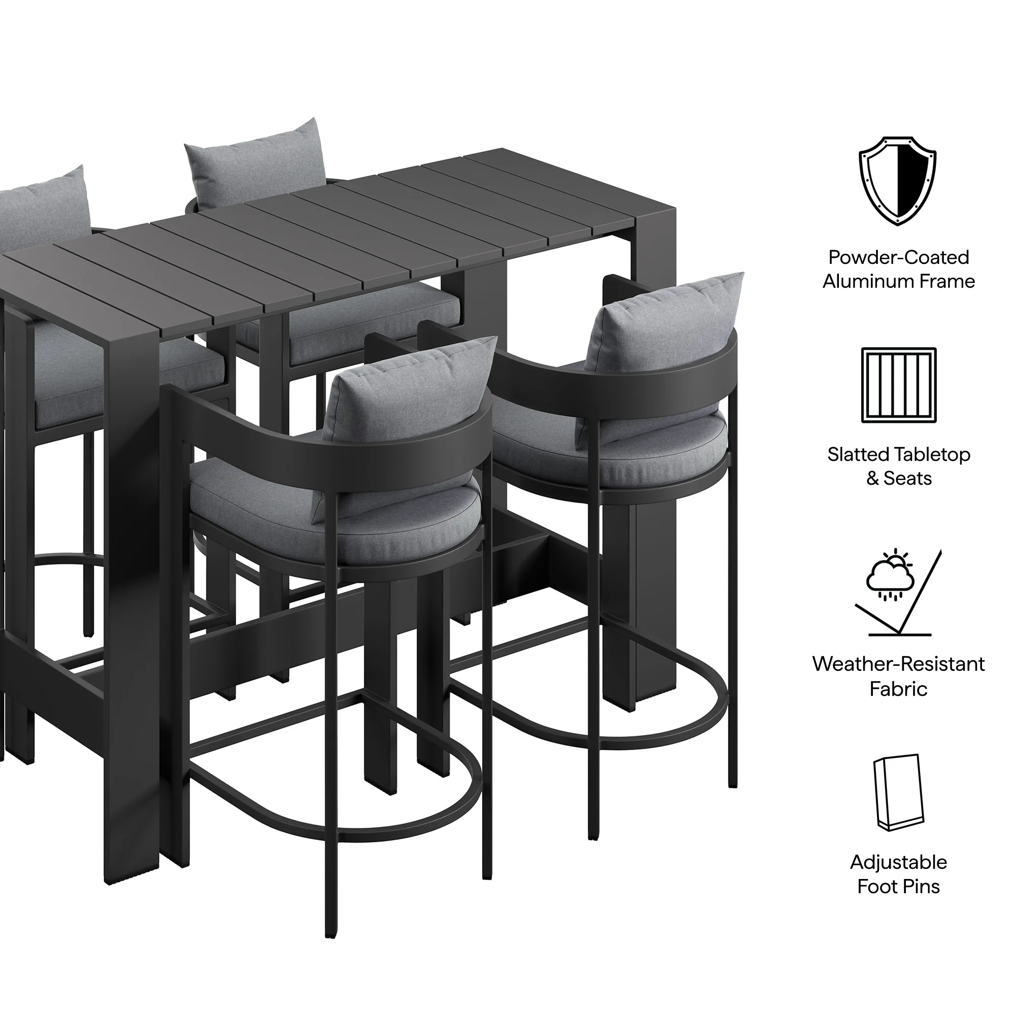 Tahoe 5-Piece Outdoor Patio Bar Table Set by Modway - Image 14