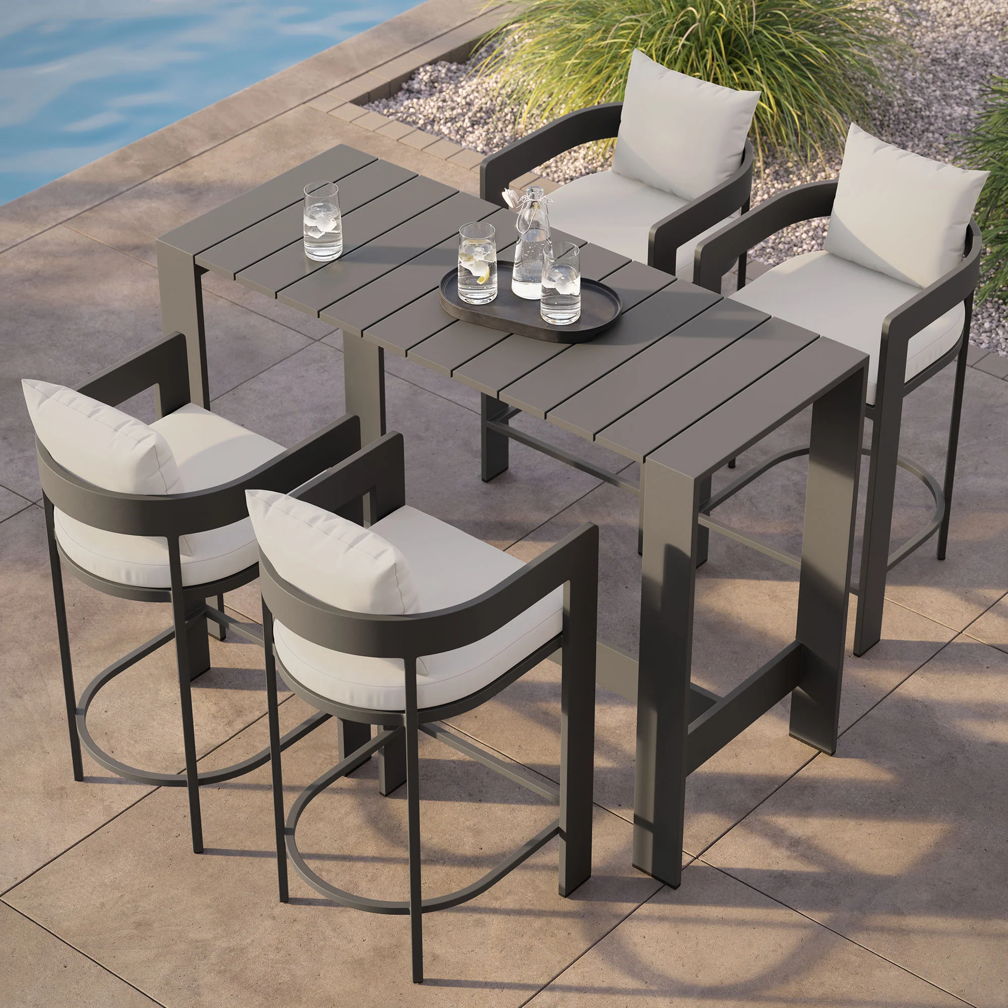 Tahoe 5-Piece Outdoor Patio Bar Table Set by Modway - Image 20