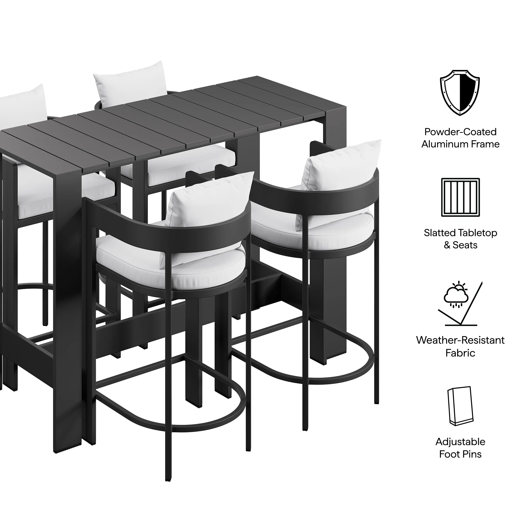 Tahoe 5-Piece Outdoor Patio Bar Table Set by Modway - Image 22