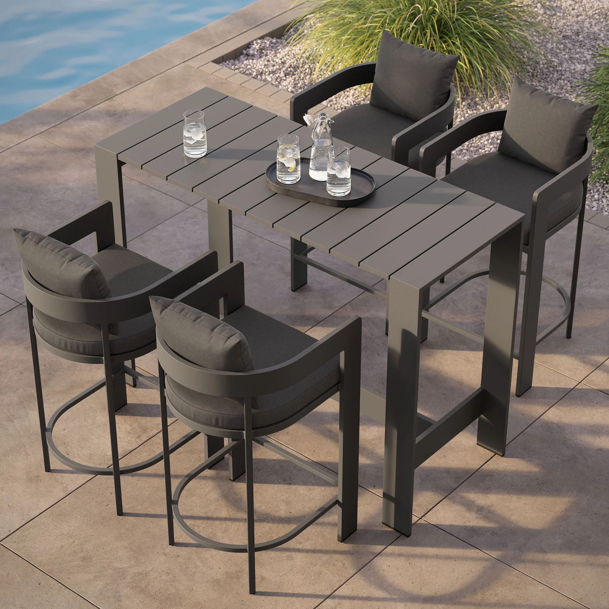 Tahoe 5-Piece Outdoor Patio Bar Table Set by Modway - Image 4