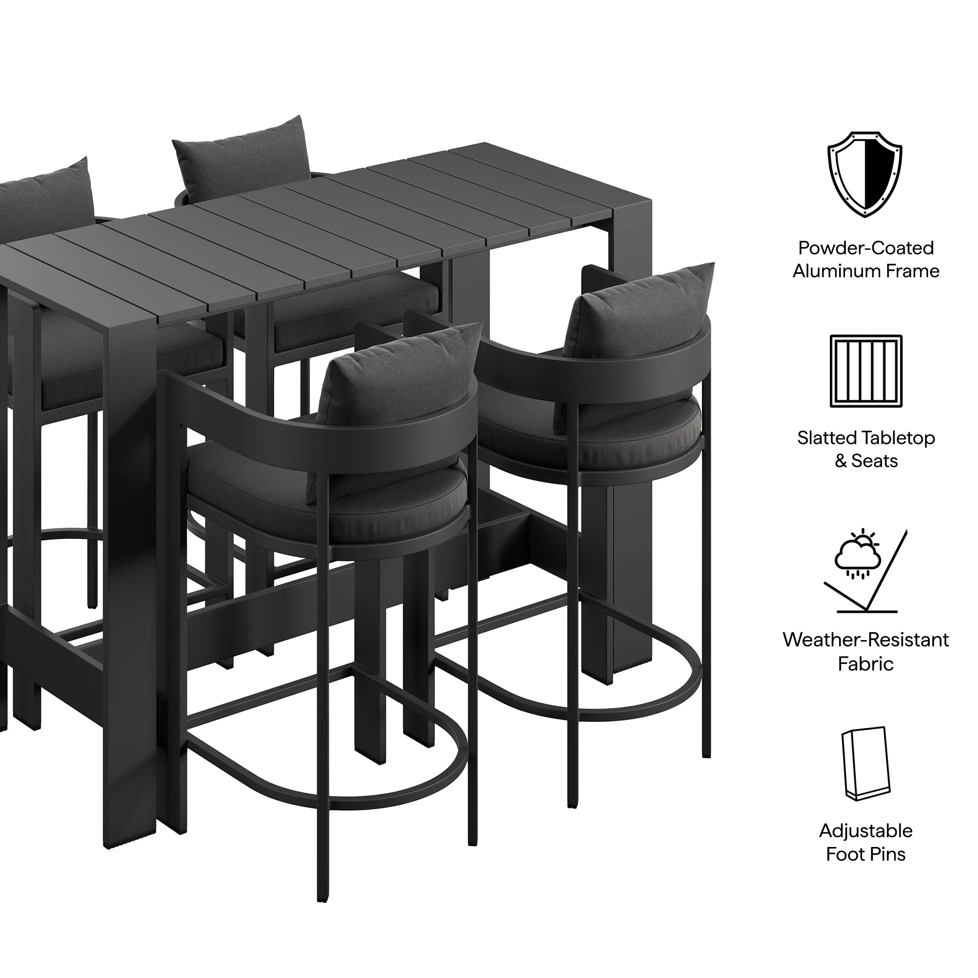 Tahoe 5-Piece Outdoor Patio Bar Table Set by Modway - Image 6
