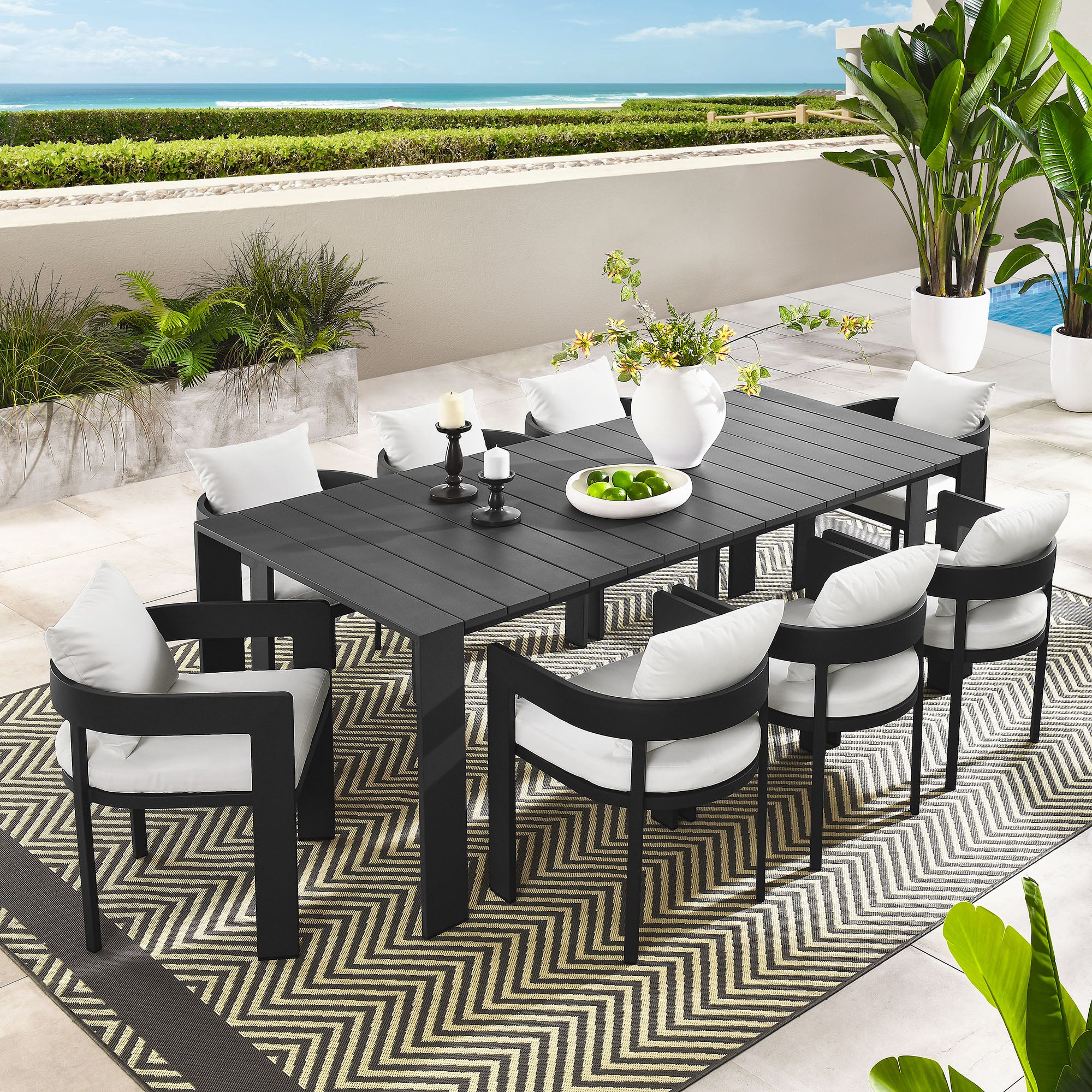 Tahoe 9-Piece Outdoor Patio Aluminum Dining Set by Modway - Image 15