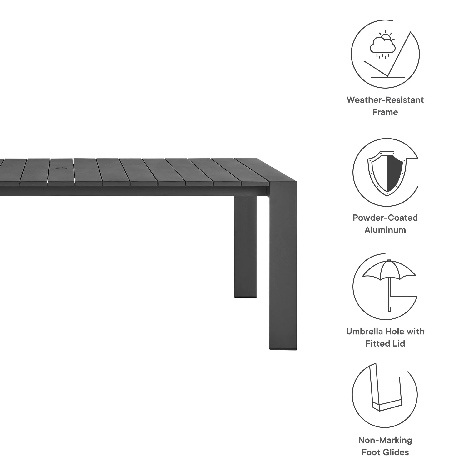 Tahoe 9-Piece Outdoor Patio Aluminum Dining Set by Modway - Image 18