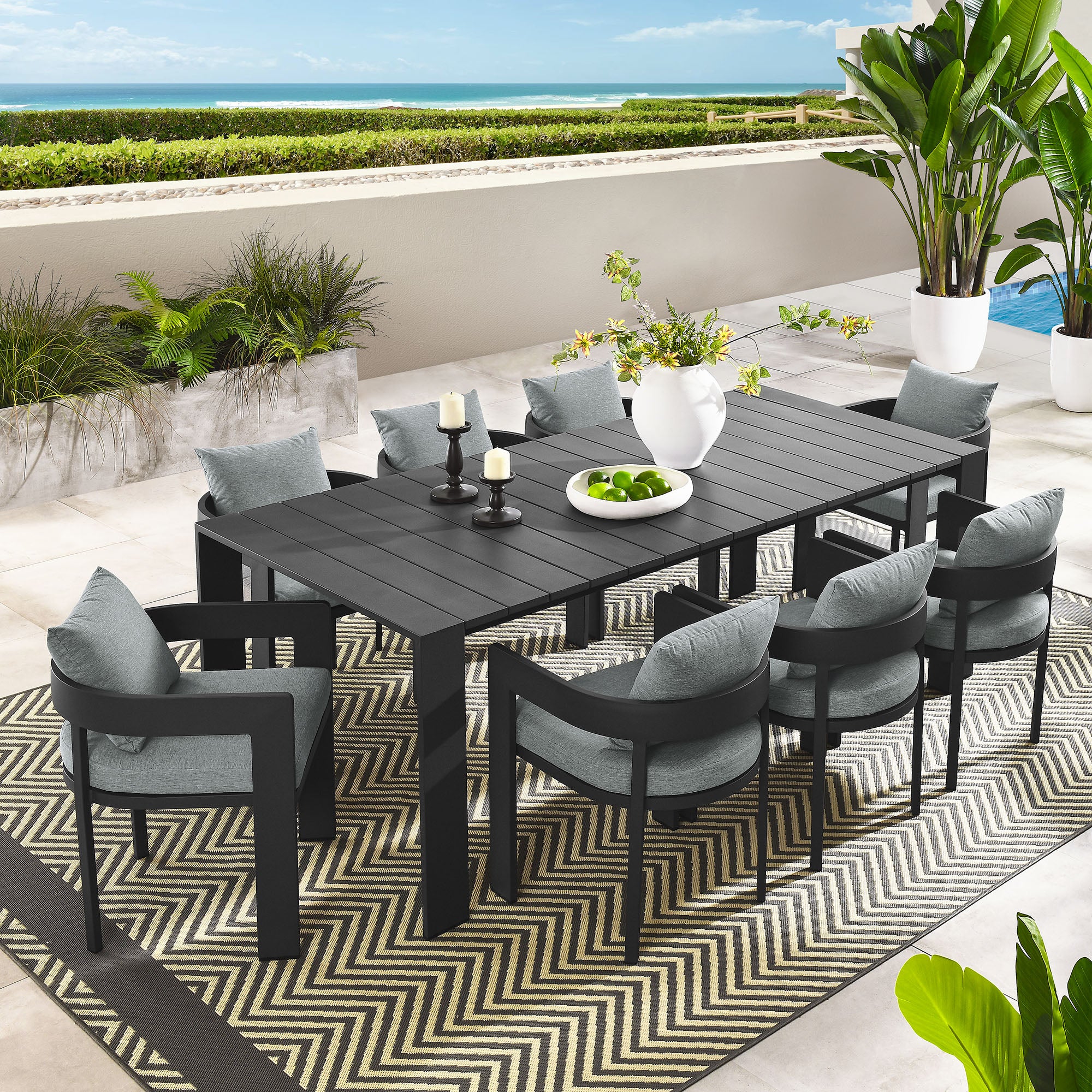 Tahoe 9-Piece Outdoor Patio Aluminum Dining Set by Modway - Image 9