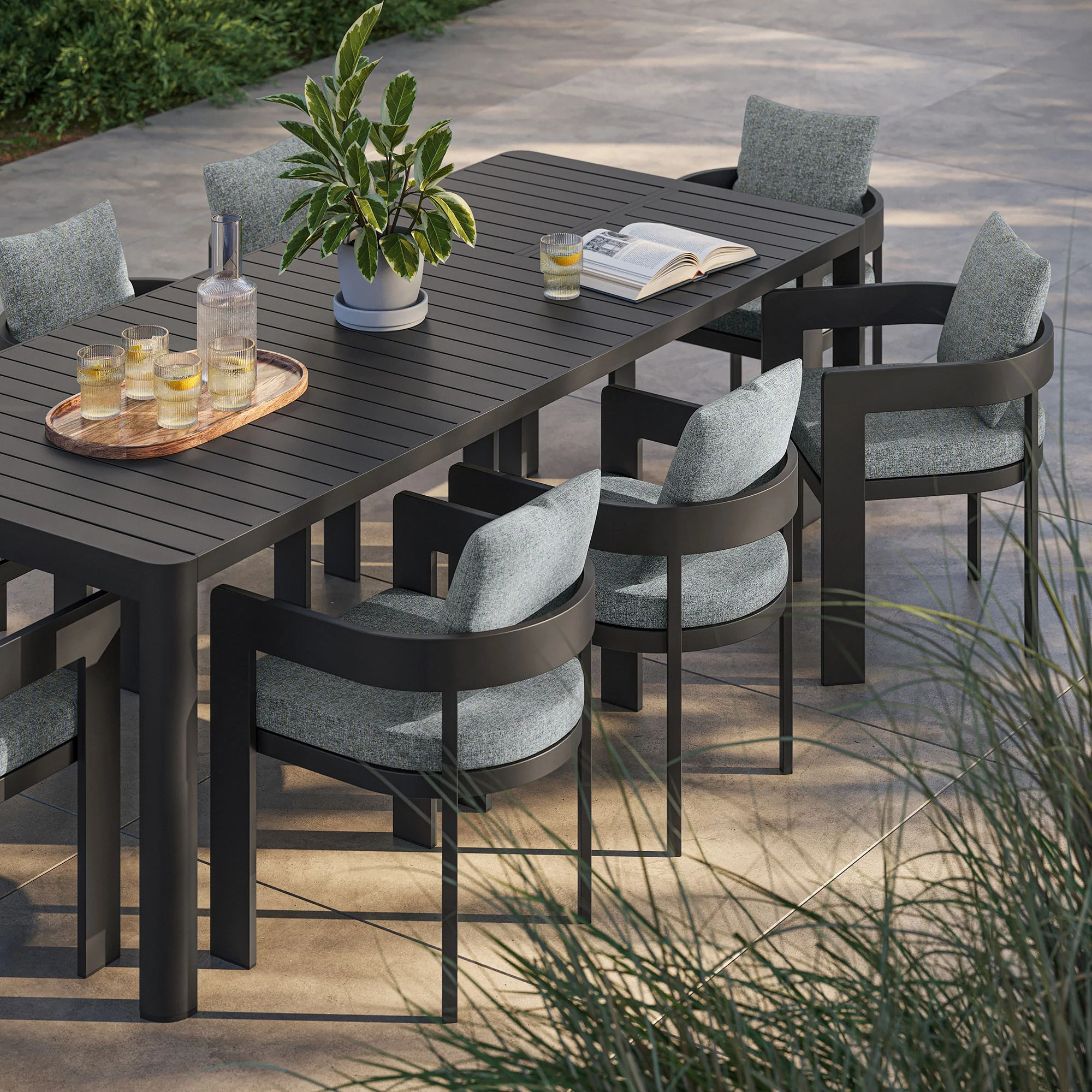 Tahoe 9-Piece Outdoor Patio Aluminum Dining Set With Extendable Table by Modway - Image 10