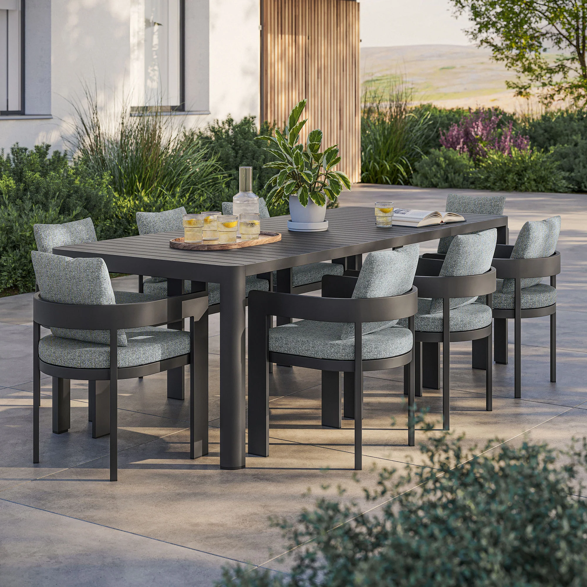 Tahoe 9-Piece Outdoor Patio Aluminum Dining Set With Extendable Table by Modway - Image 11