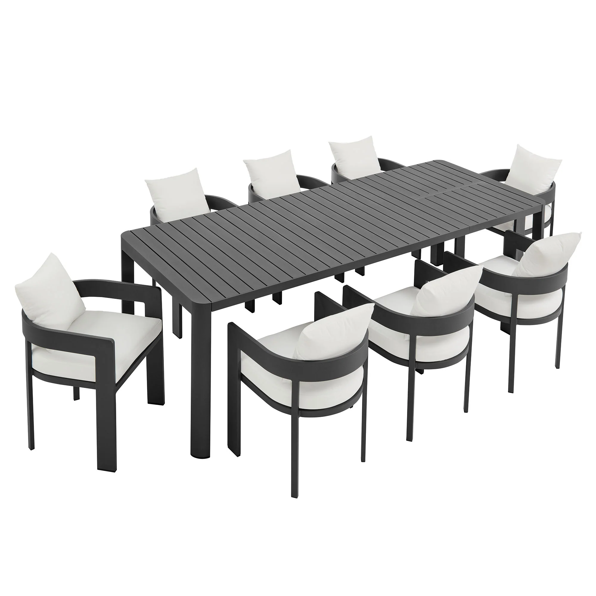Tahoe 9-Piece Outdoor Patio Aluminum Dining Set With Extendable Table by Modway - Image 16