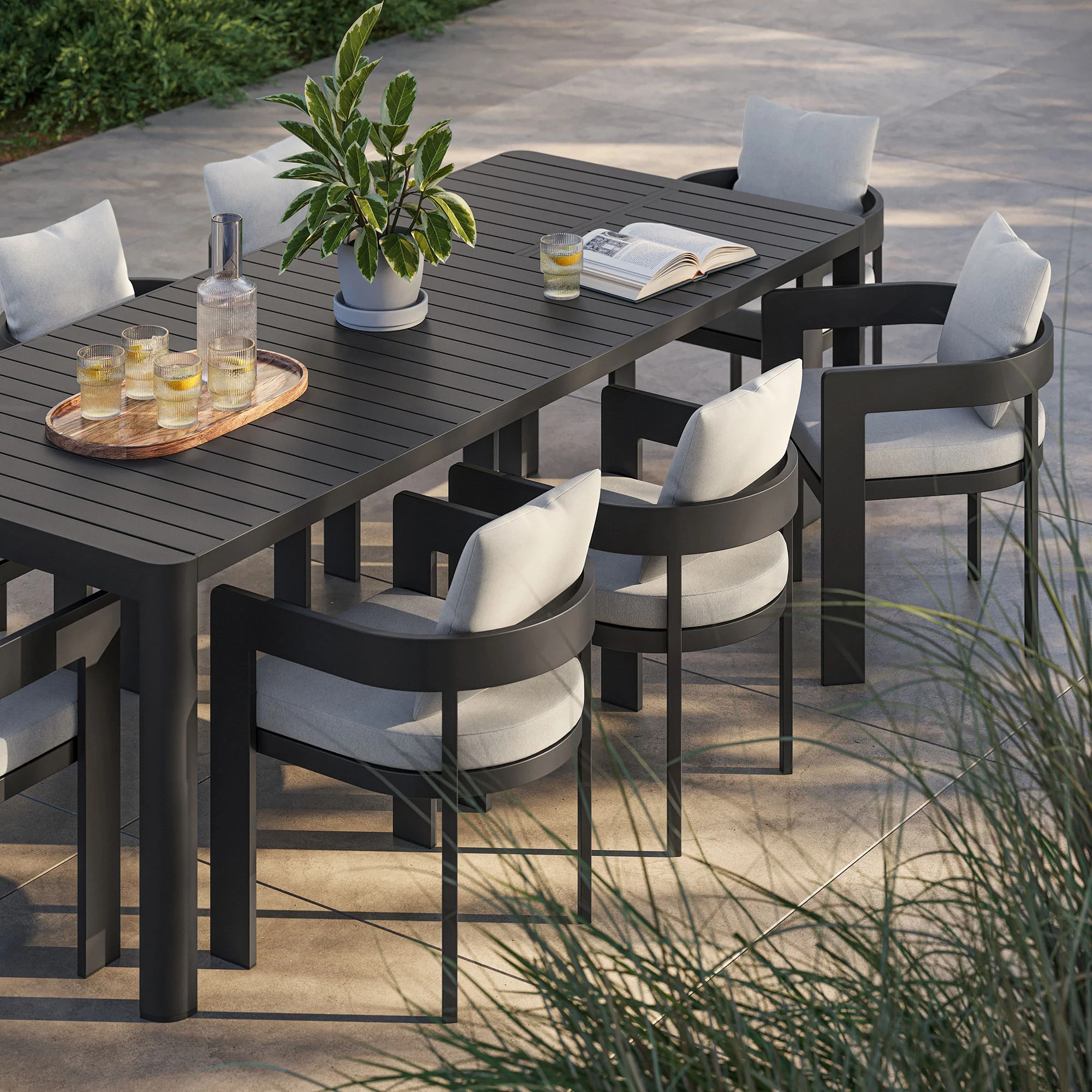 Tahoe 9-Piece Outdoor Patio Aluminum Dining Set With Extendable Table by Modway - Image 17
