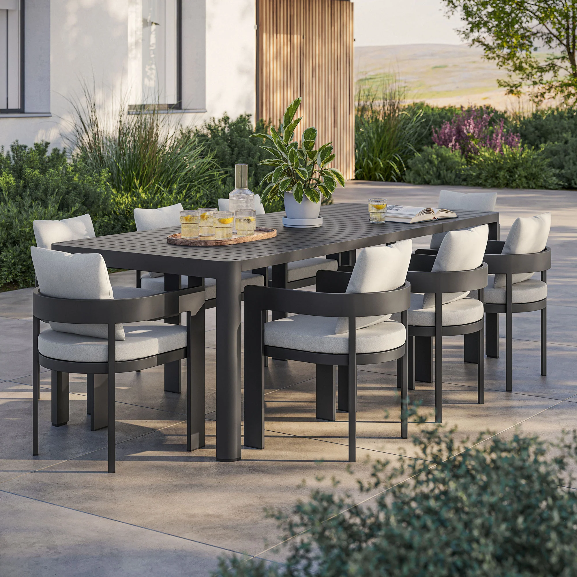 Tahoe 9-Piece Outdoor Patio Aluminum Dining Set With Extendable Table by Modway - Image 18