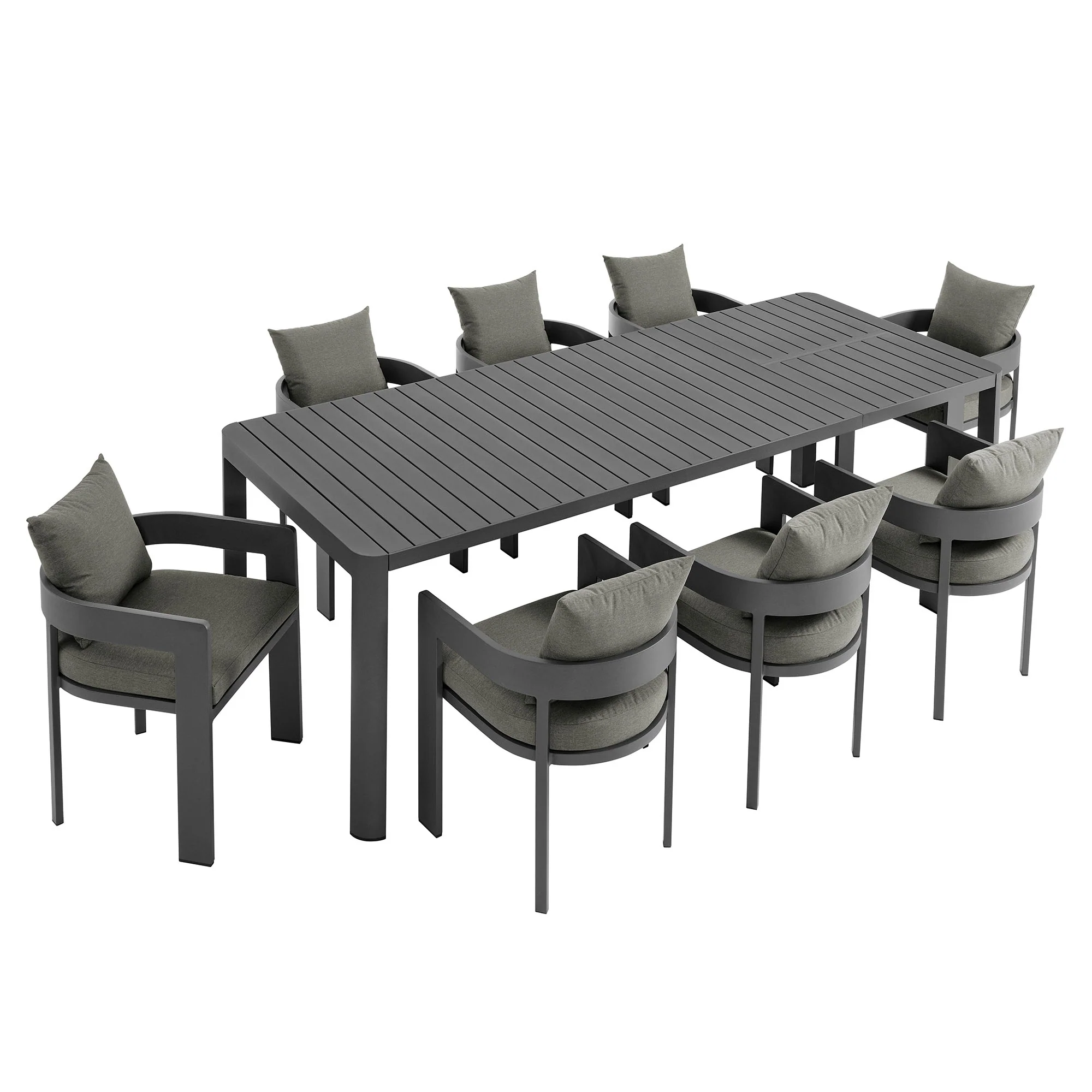 Tahoe 9-Piece Outdoor Patio Aluminum Dining Set With Extendable Table by Modway - Image 3