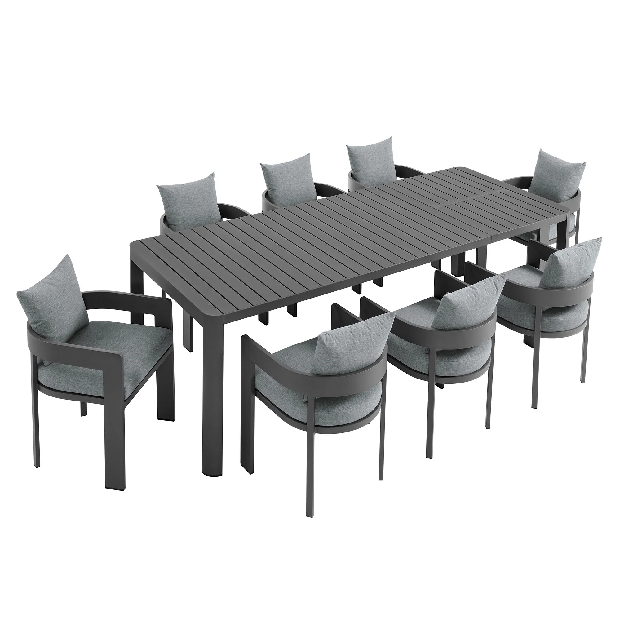 Tahoe 9-Piece Outdoor Patio Aluminum Dining Set With Extendable Table by Modway - Image 9