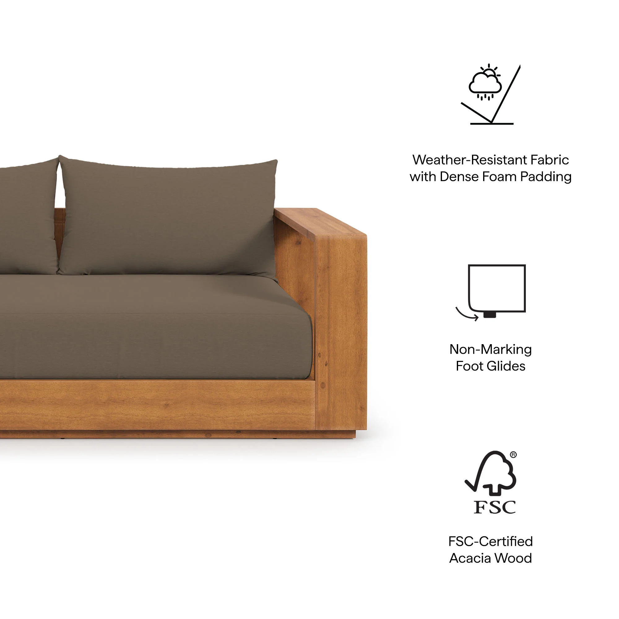 Tahoe Acacia Wood Outdoor Patio Acacia Wood Loveseat by Modway - Image 9