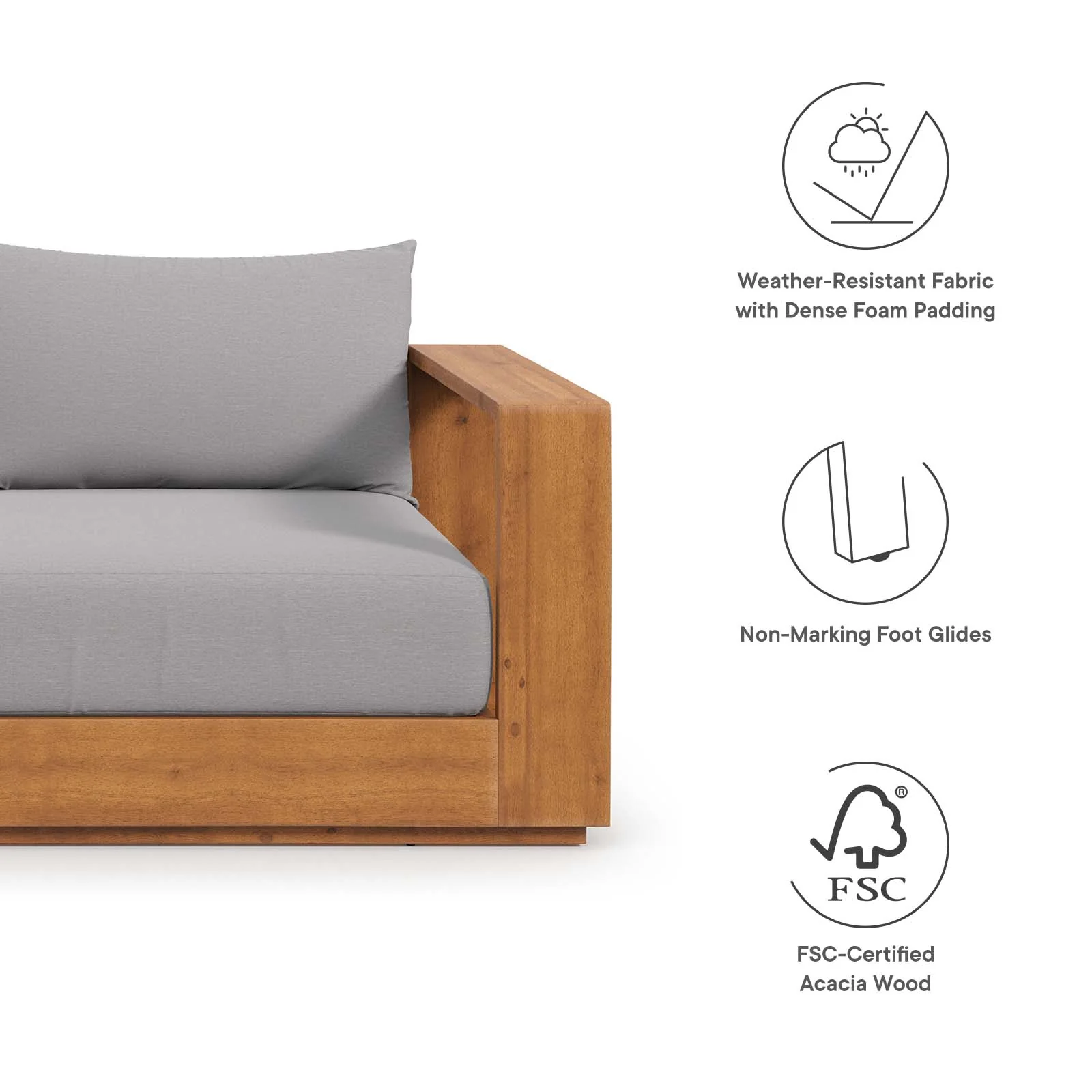 Tahoe Acacia Wood Outdoor Patio Acacia Wood Loveseat By Modway - EEI-6783 - Image 7