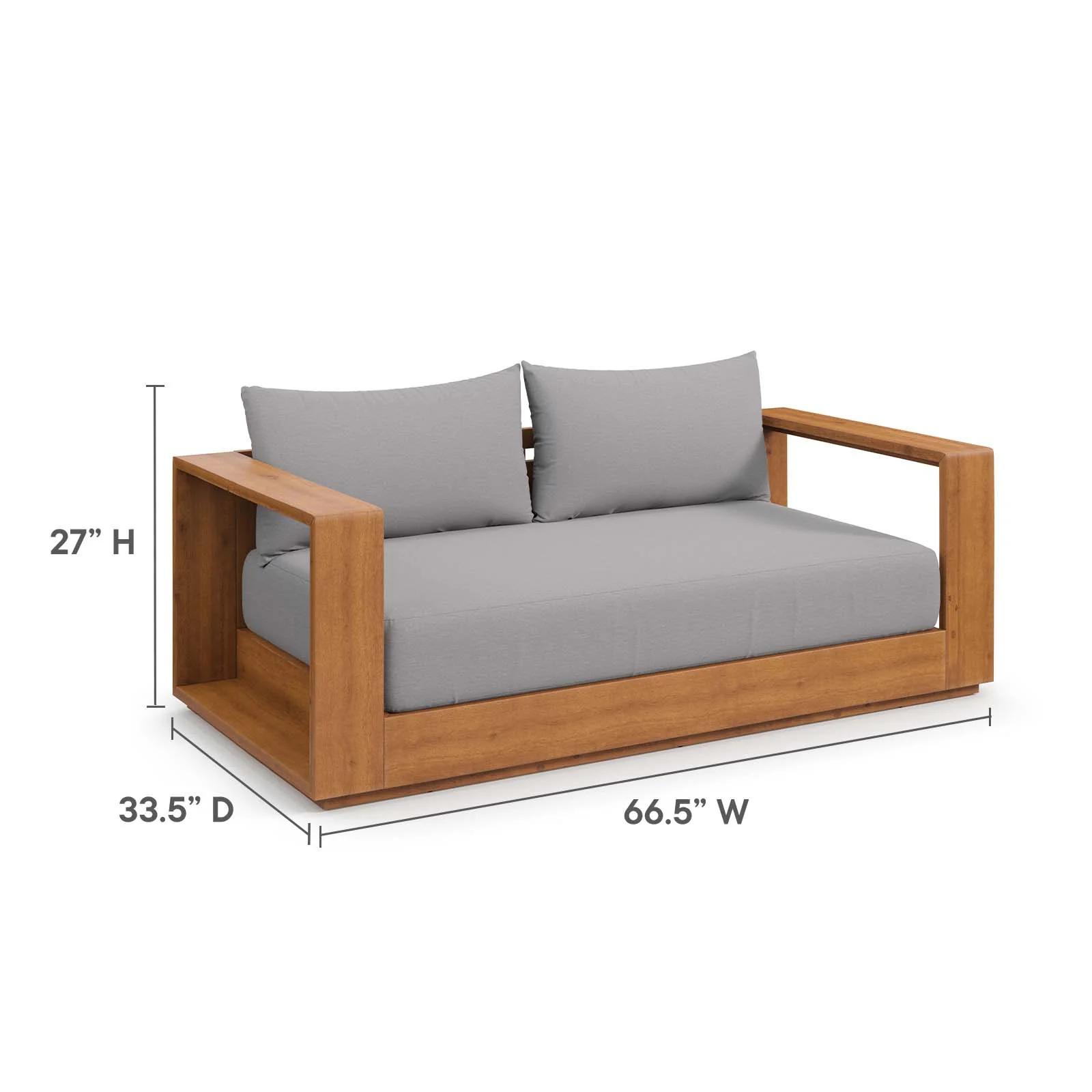 Tahoe Acacia Wood Outdoor Patio Acacia Wood Loveseat By Modway - EEI-6783 - Image 8
