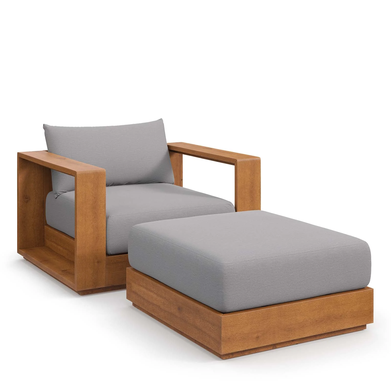 Tahoe Outdoor Patio Acacia Wood 2-Piece Armchair and Ottoman Set By Modway - EEI-6800 - Image 2