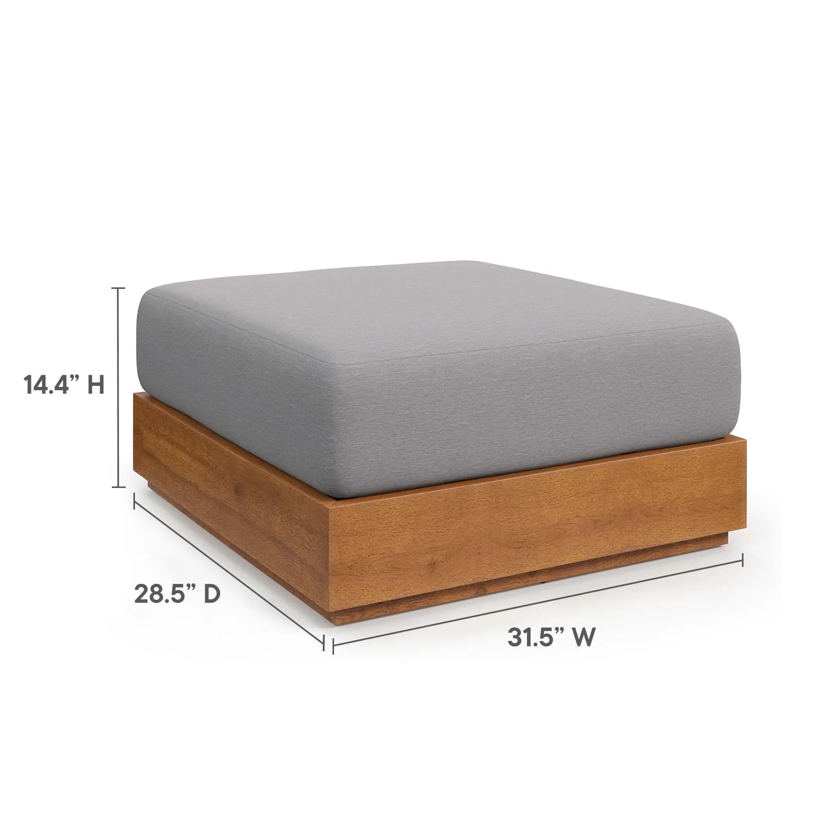 Tahoe Outdoor Patio Acacia Wood 2-Piece Armchair and Ottoman Set By Modway - EEI-6800 - Image 5